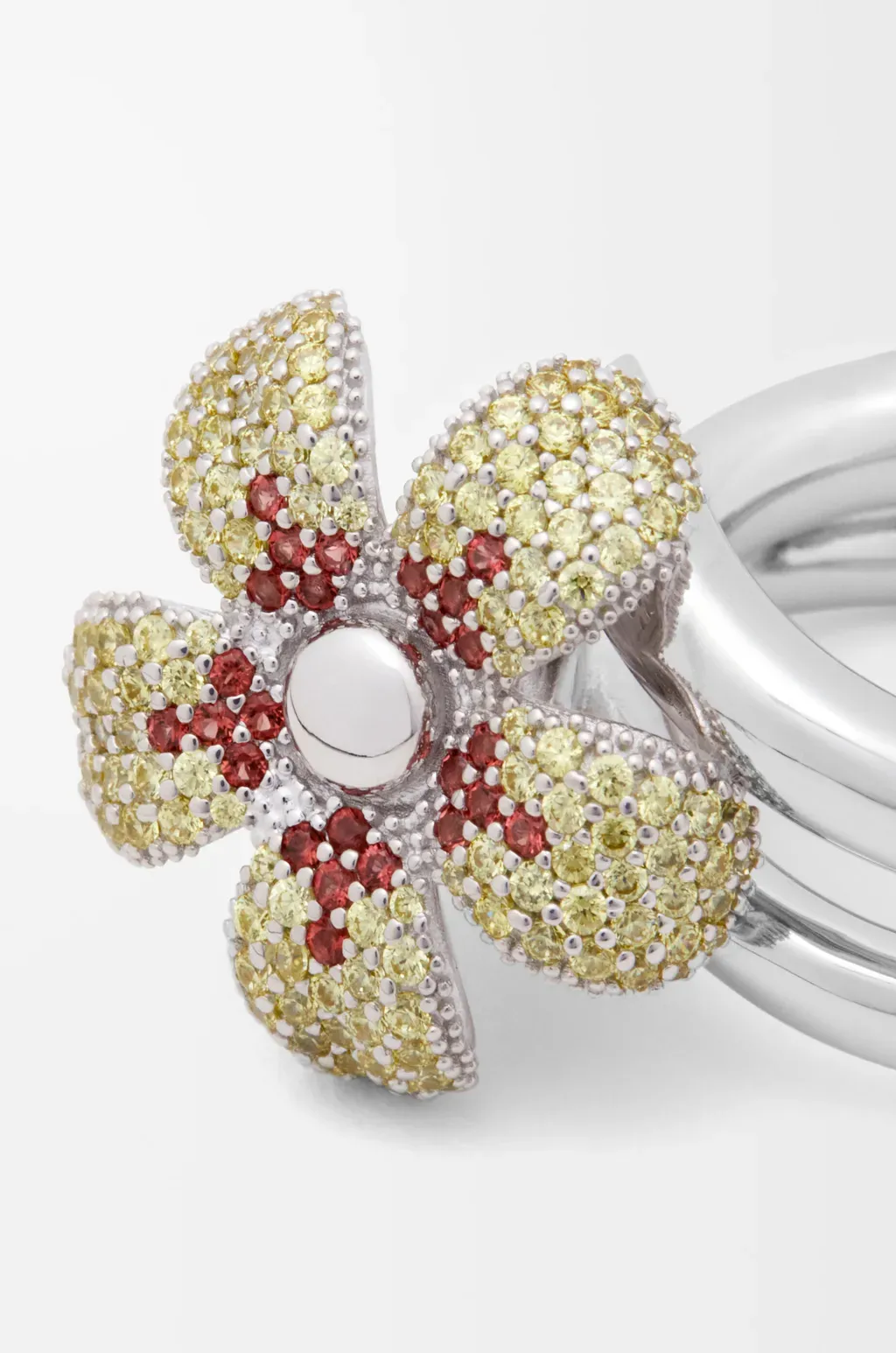 Flor Ring In Sterling Silver And Crystals