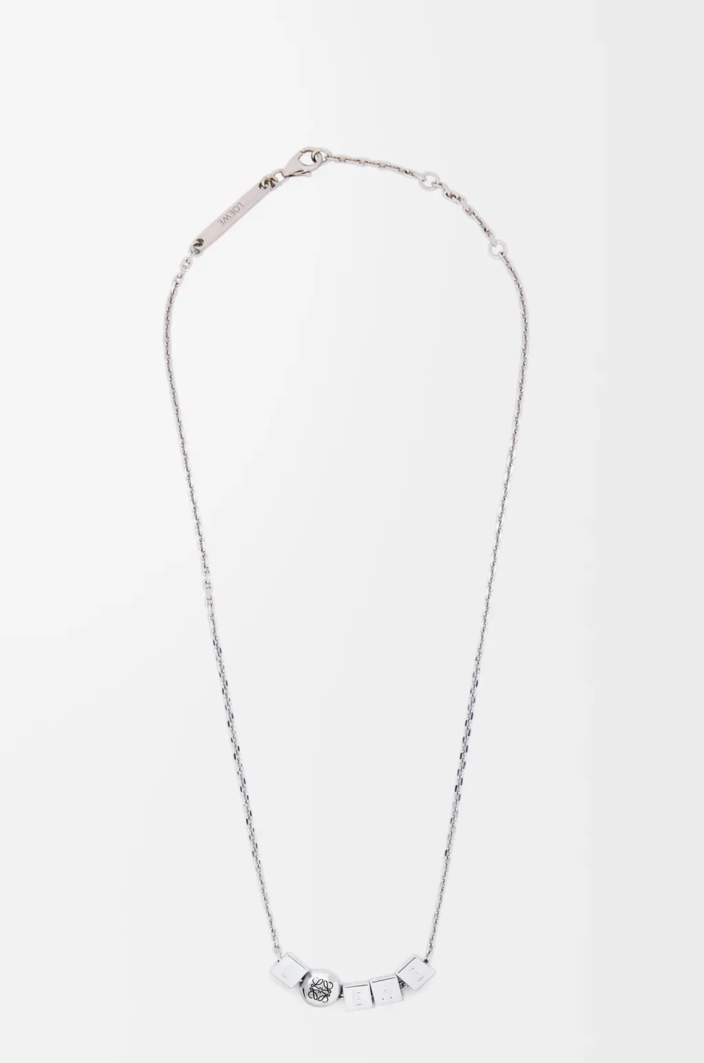 Pebble Cube Necklace In Sterling Silver