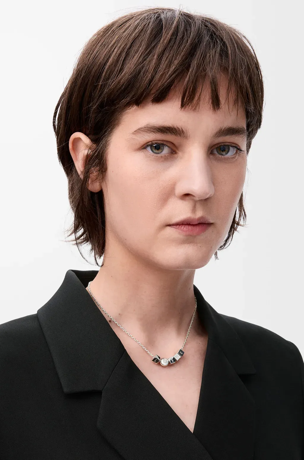 Pebble Cube Necklace In Sterling Silver