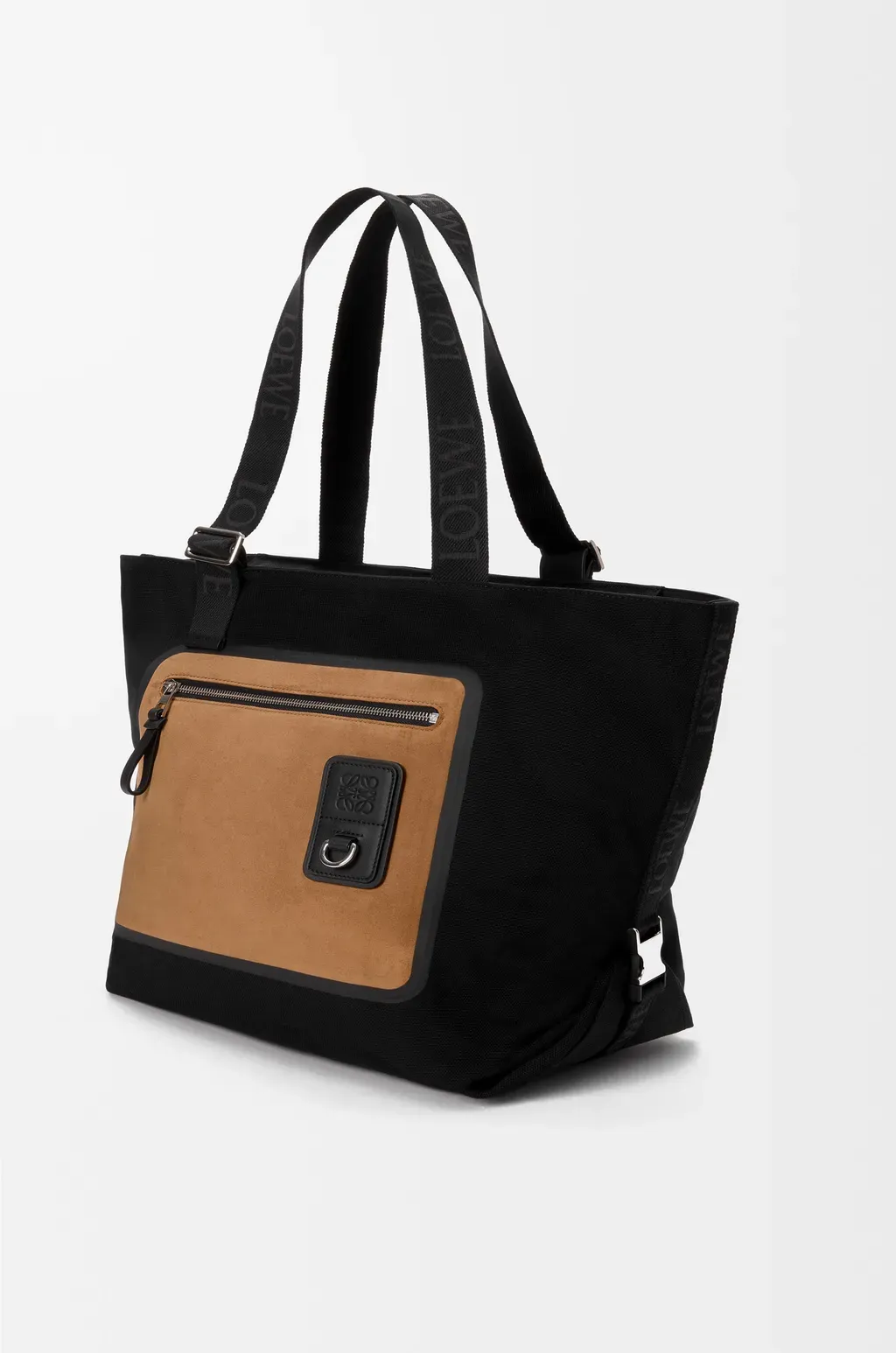 Flex Zipped Tote In Canvas And Suede