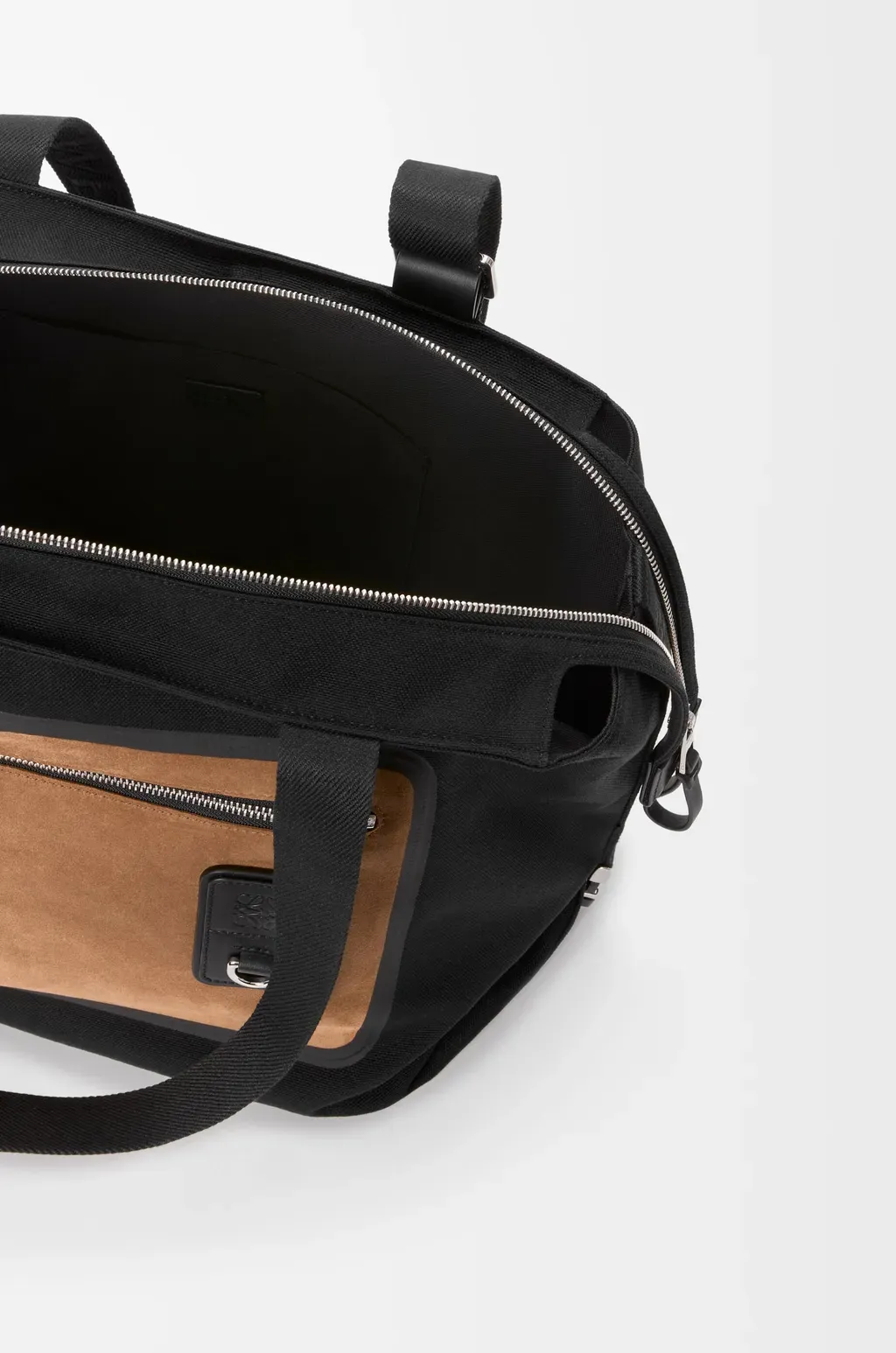 Flex Zipped Tote In Canvas And Suede