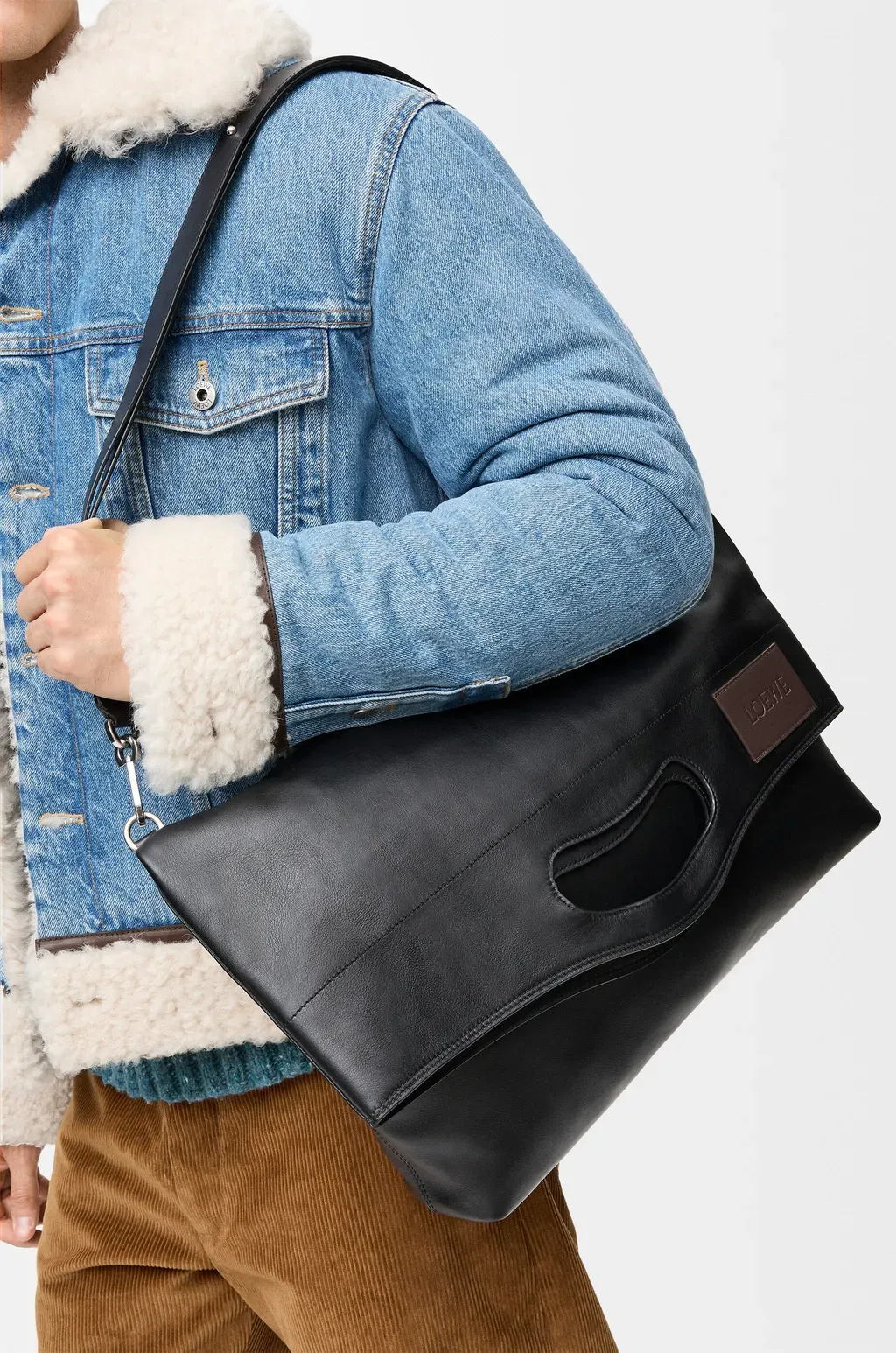 Bob Folded Tote In Shiny Supple Calfskin