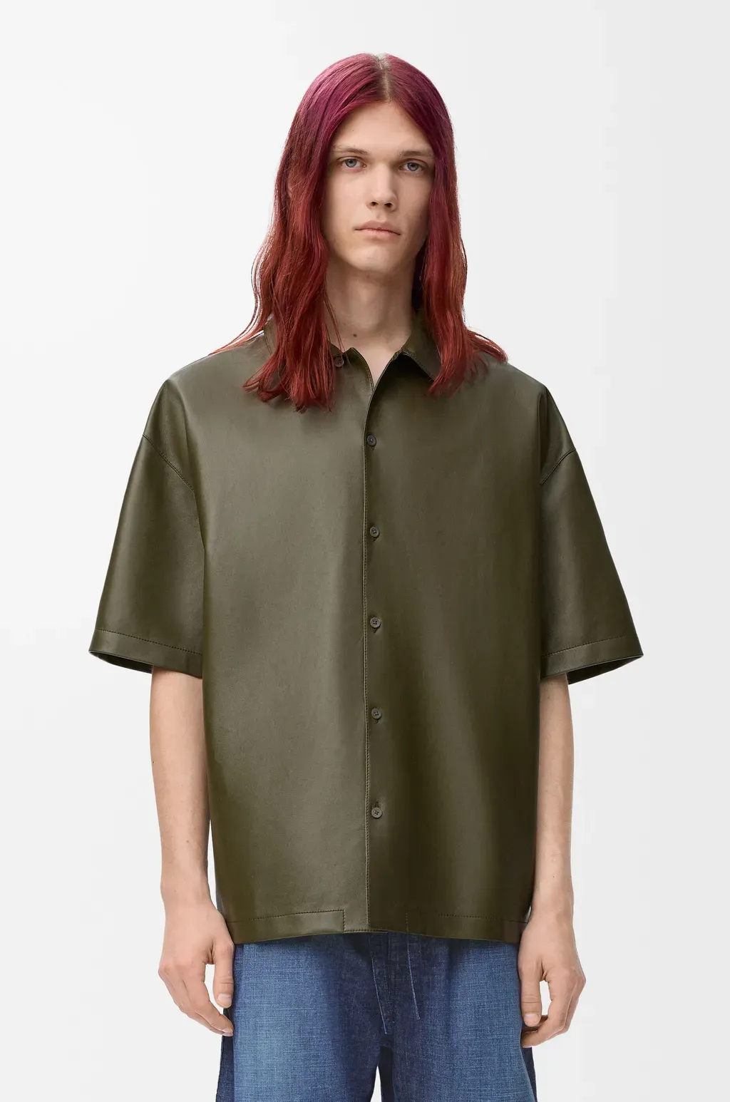 Short Sleeve Shirt In Nappa Lambskin
