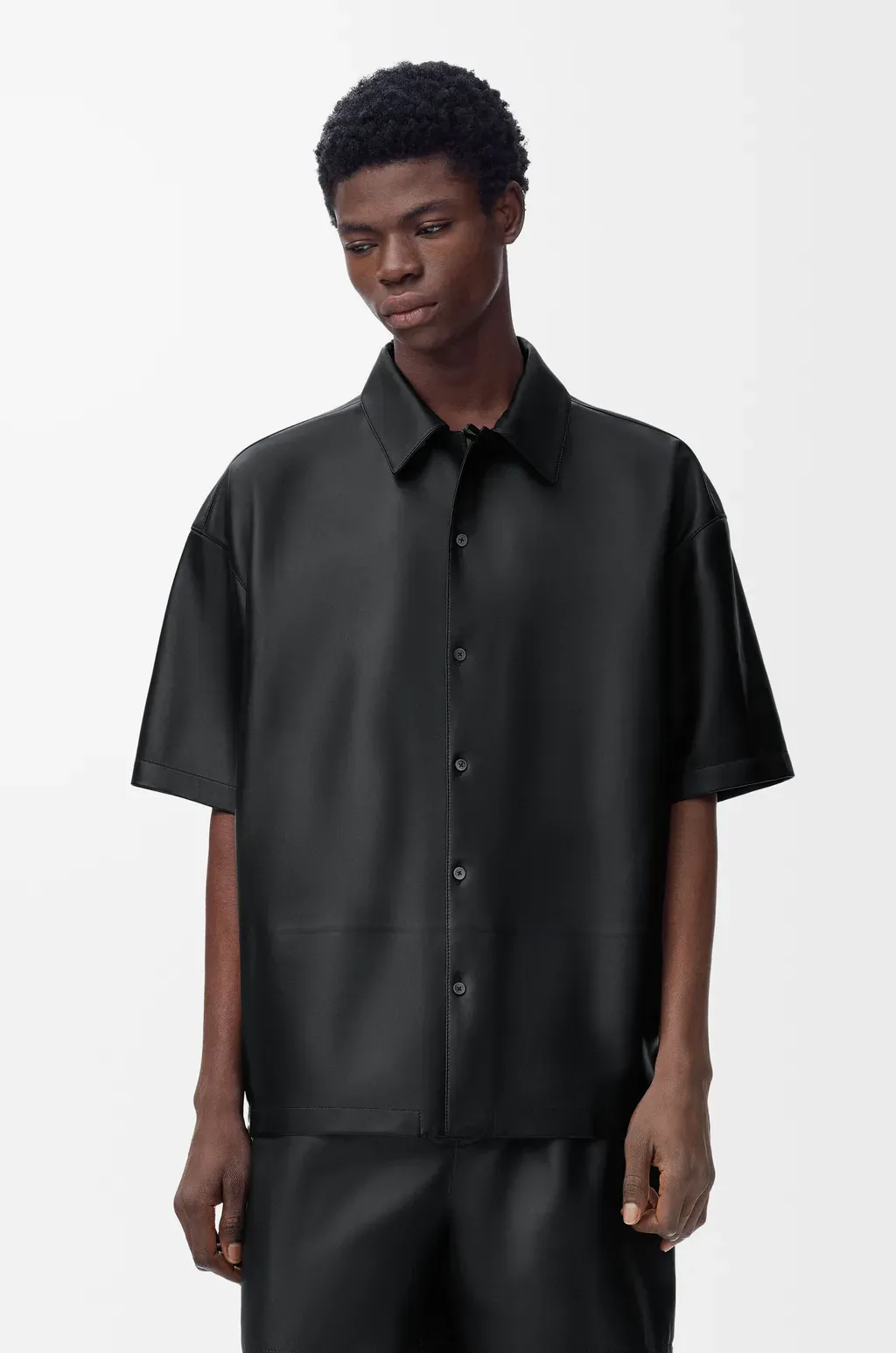 Short Sleeve Shirt In Nappa Lambskin