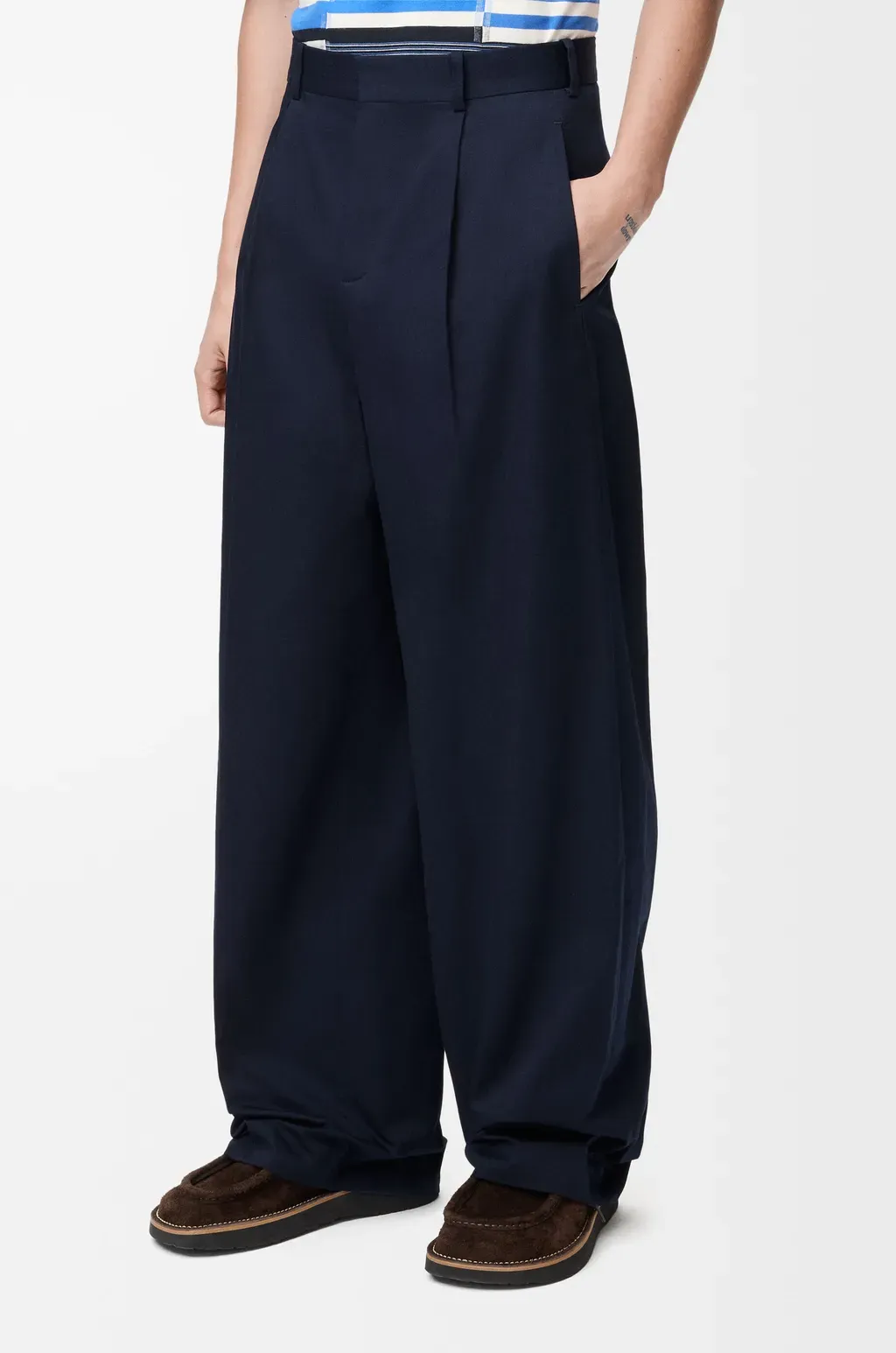 Wide Leg Trousers In Cotton