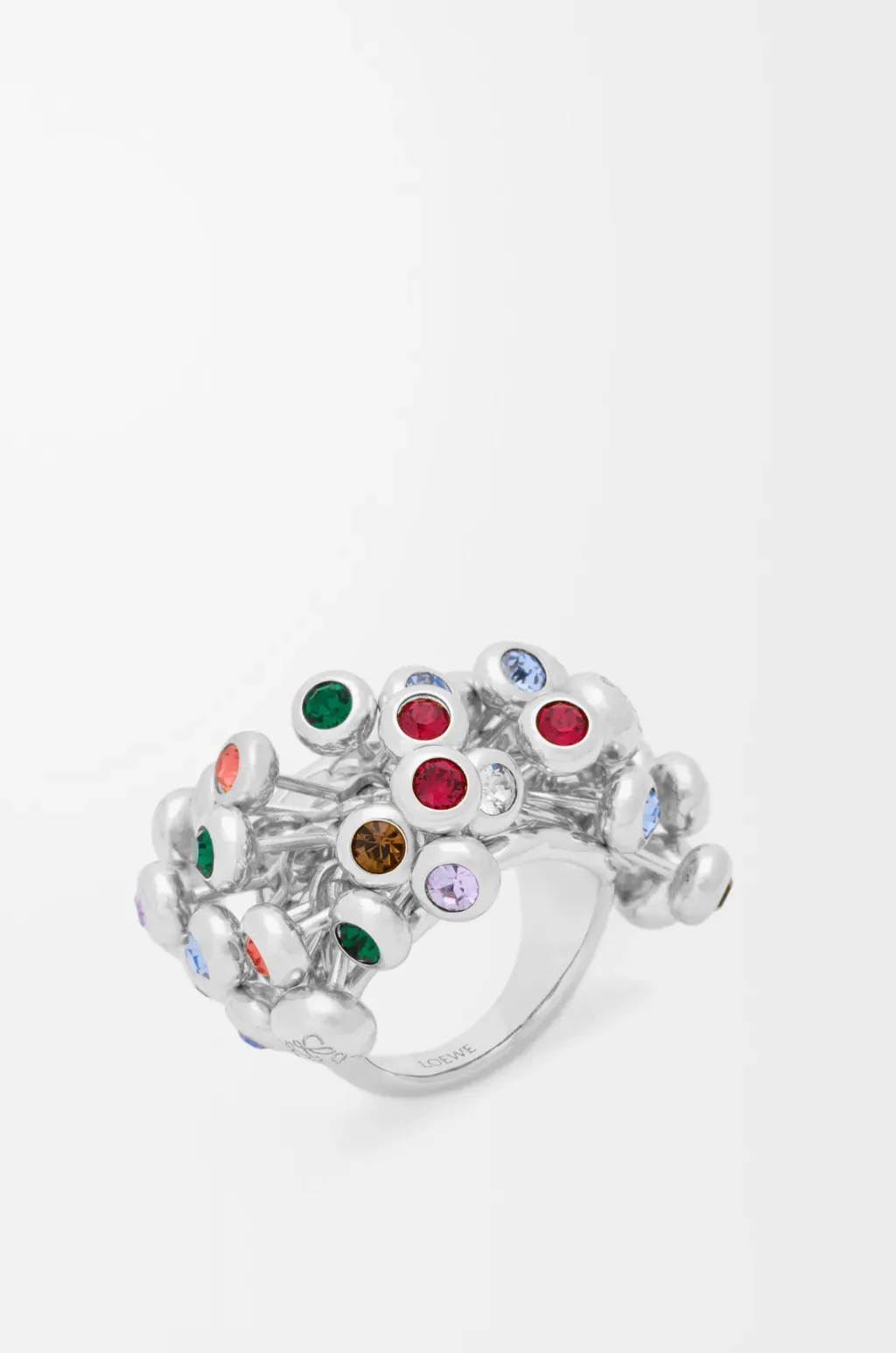 Push Pin Ring In Sterling Silver And Crystals