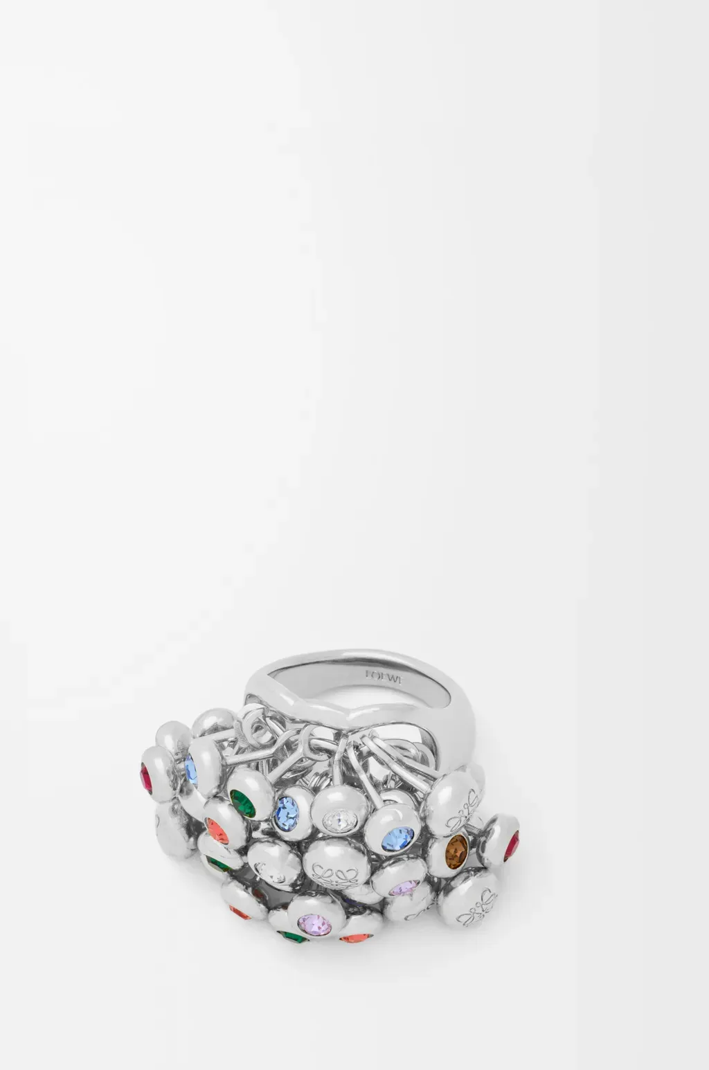 Push Pin Ring In Sterling Silver And Crystals