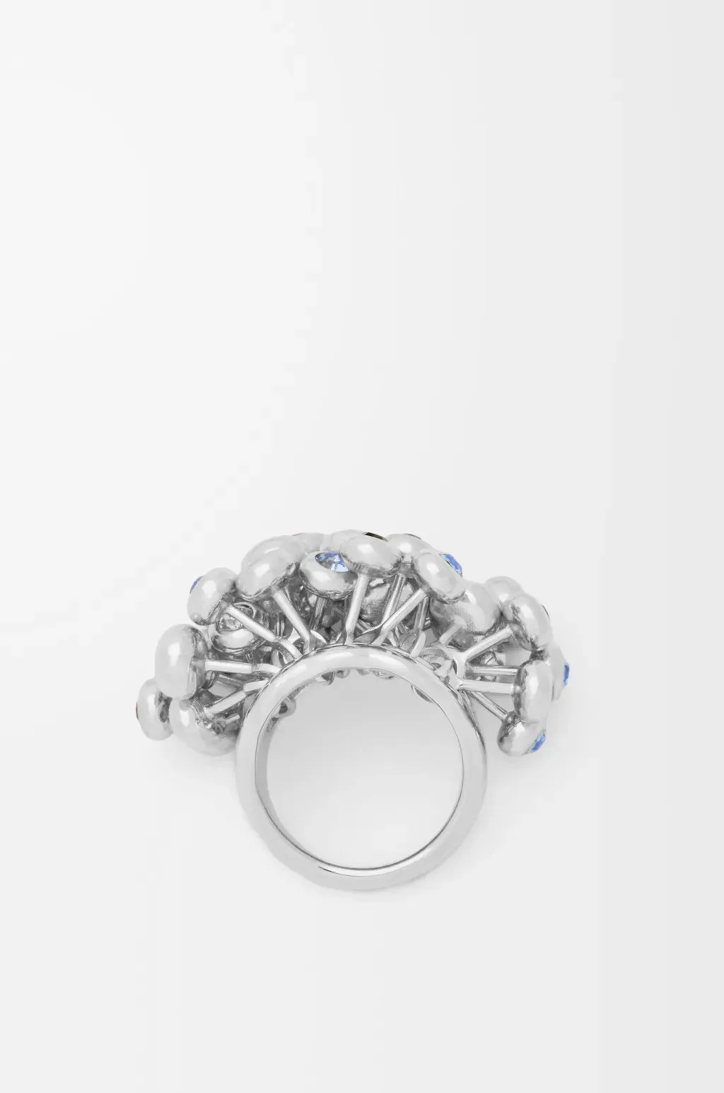 Push Pin Ring In Sterling Silver And Crystals