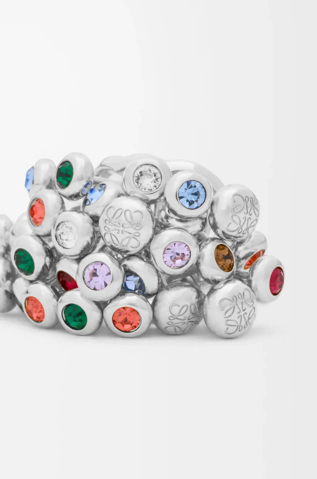 Push Pin Ring In Sterling Silver And Crystals