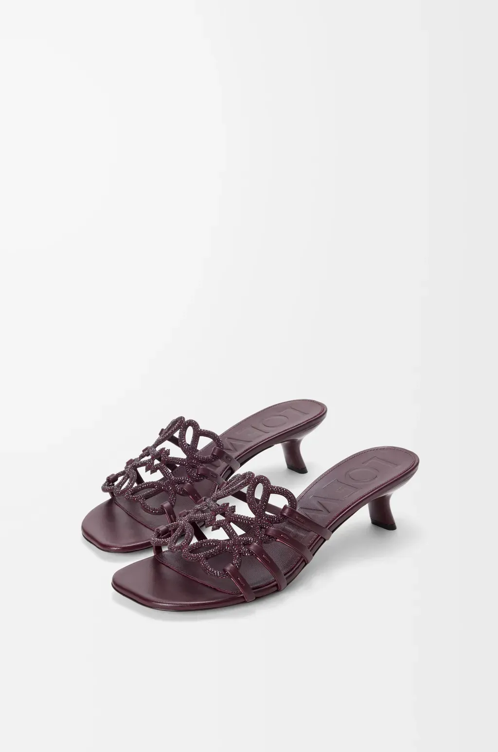 Petal Anagram Slide In Rhinestone-Embellished Suede