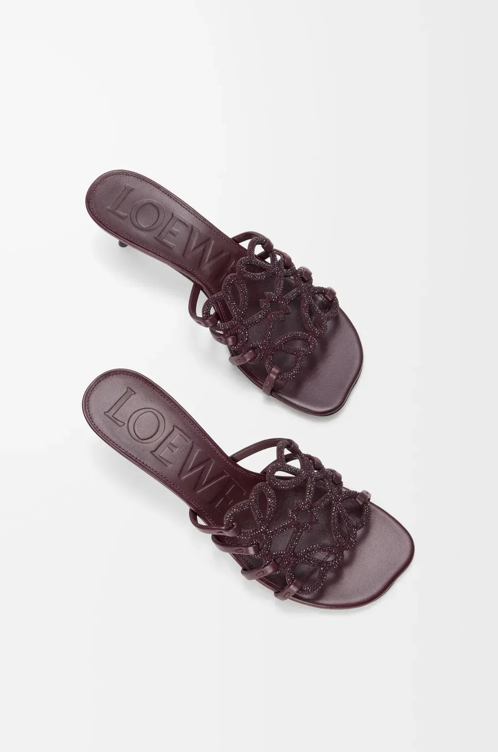 Petal Anagram Slide In Rhinestone-Embellished Suede