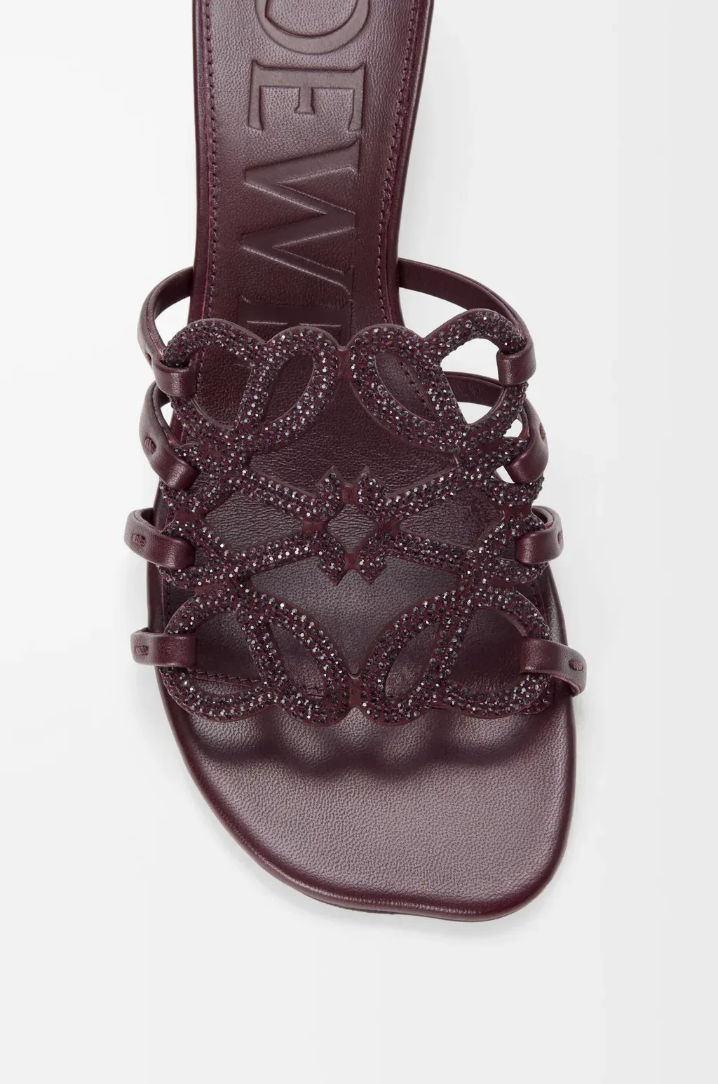 Petal Anagram Slide In Rhinestone-Embellished Suede