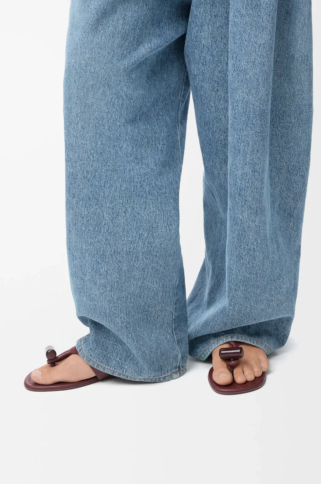 Toggle Flat Sandal In Shiny Smoot Calfskin