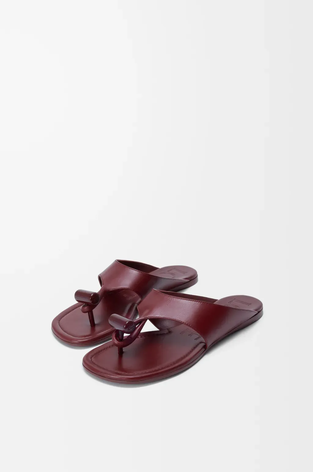 Toggle Flat Sandal In Shiny Smoot Calfskin