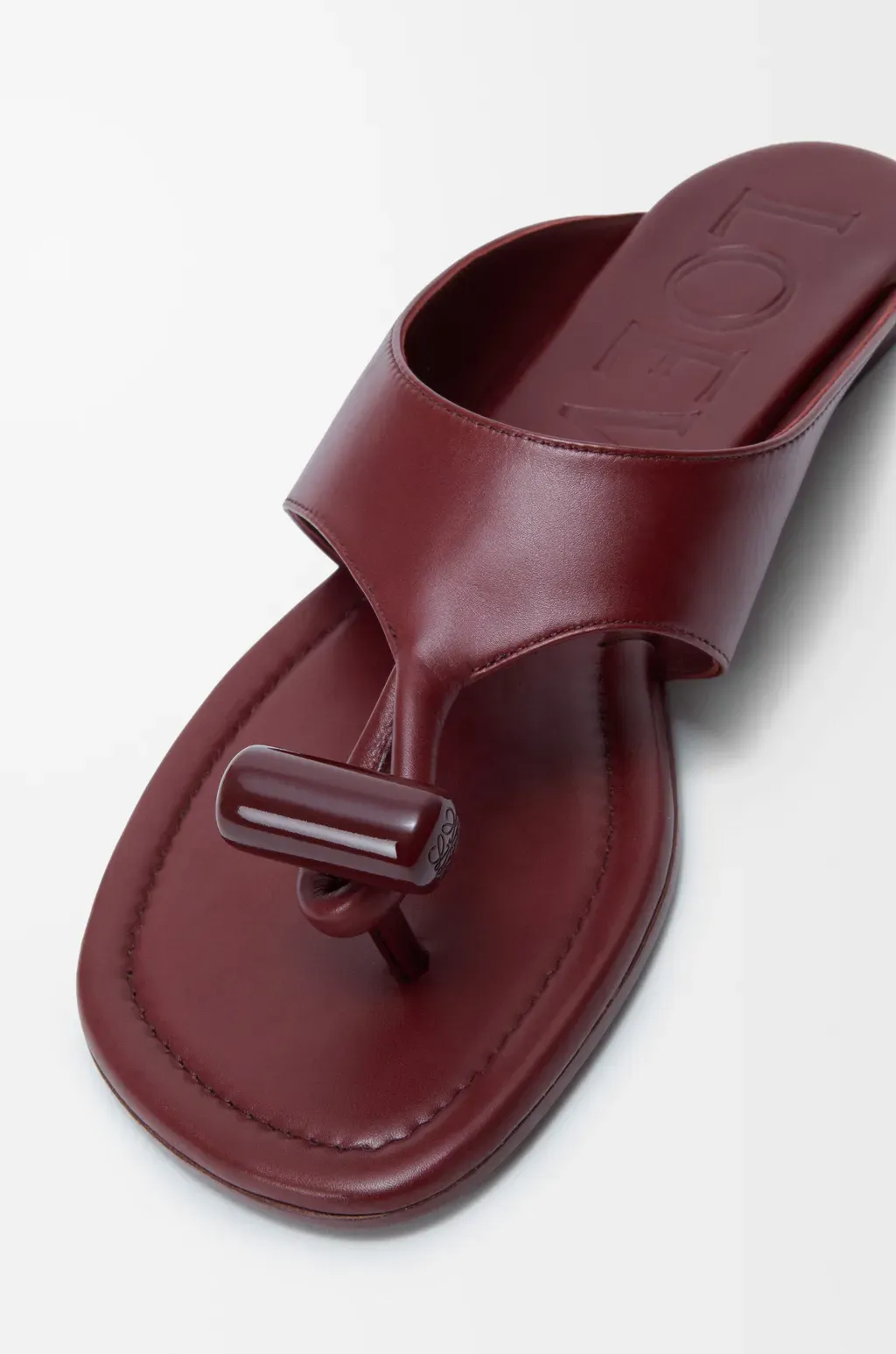 Toggle Flat Sandal In Shiny Smoot Calfskin