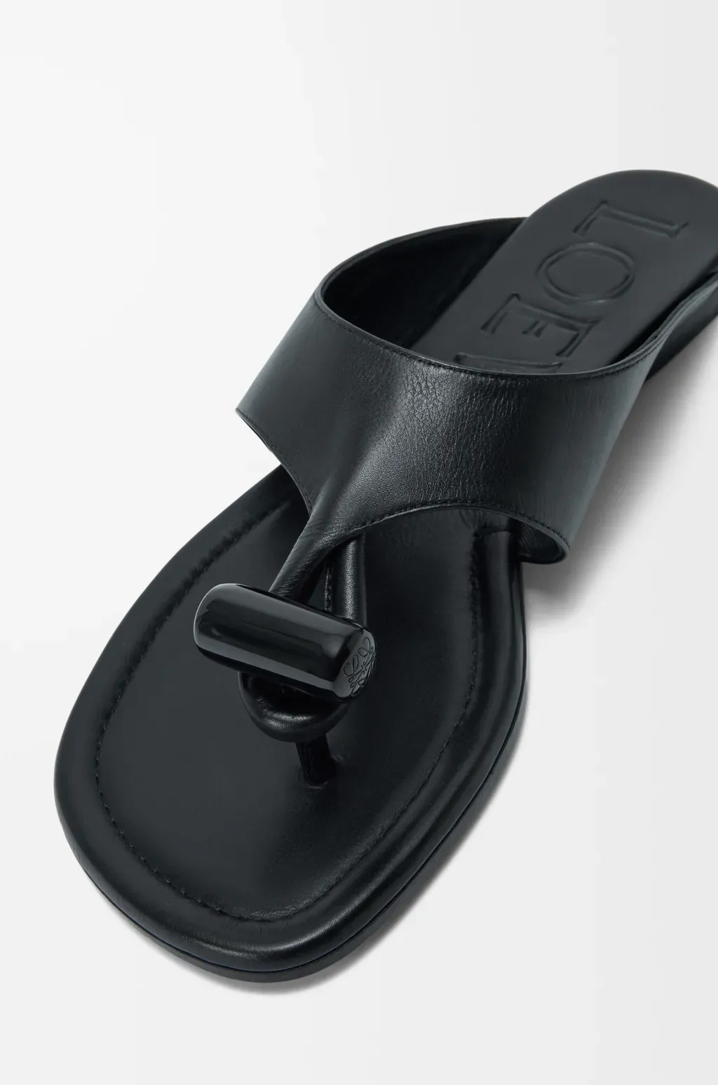 Toggle Flat Sandal In Shiny Smoot Calfskin