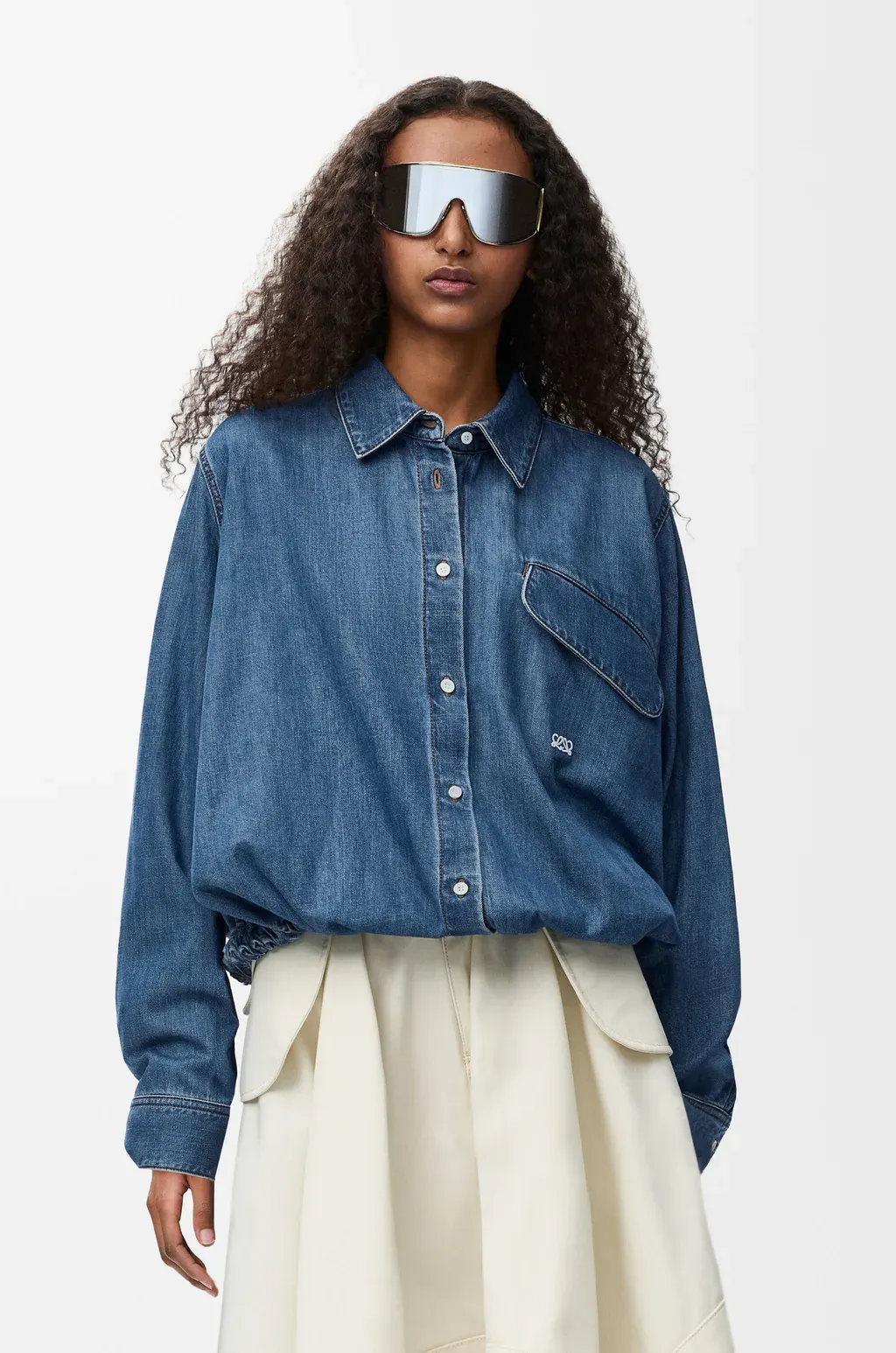 Belted Shirt In Denim