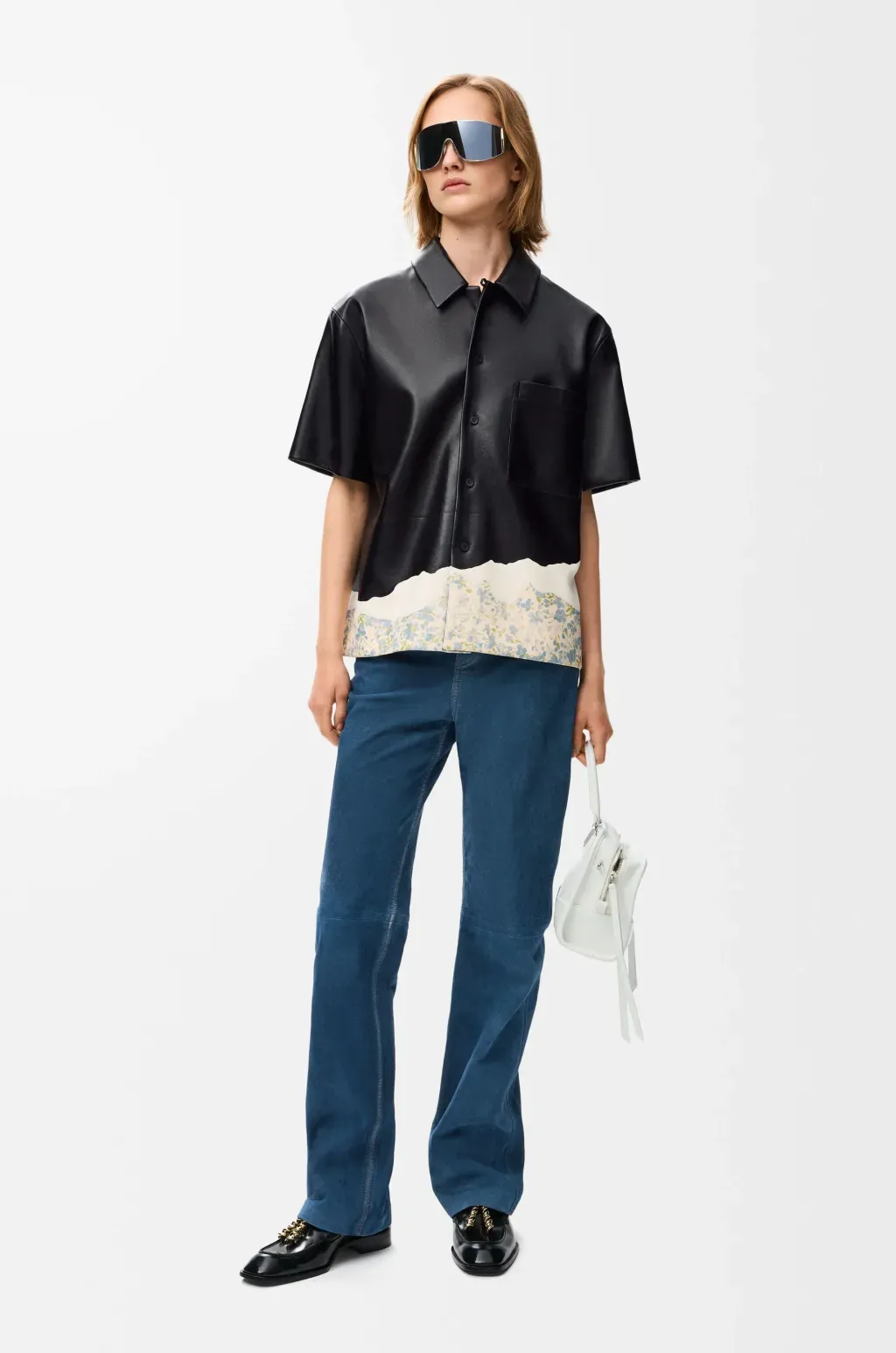 Short Sleeve Shirt In Nappa Lambskin