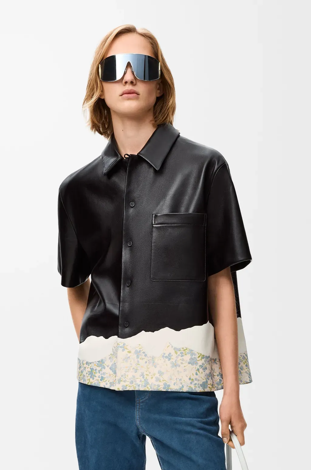 Short Sleeve Shirt In Nappa Lambskin