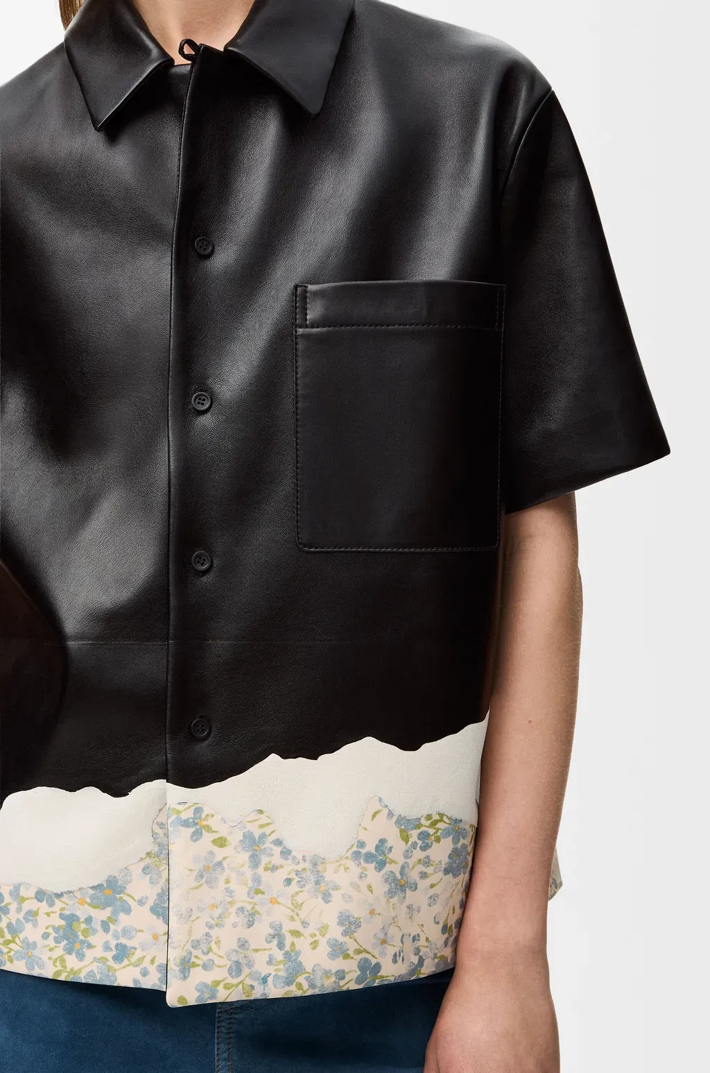 Short Sleeve Shirt In Nappa Lambskin