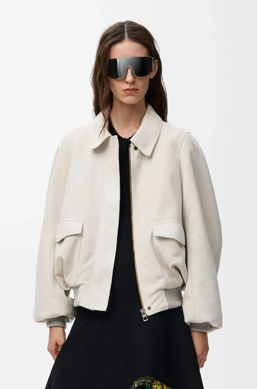 Bomber Jacket In Suede Goatskin