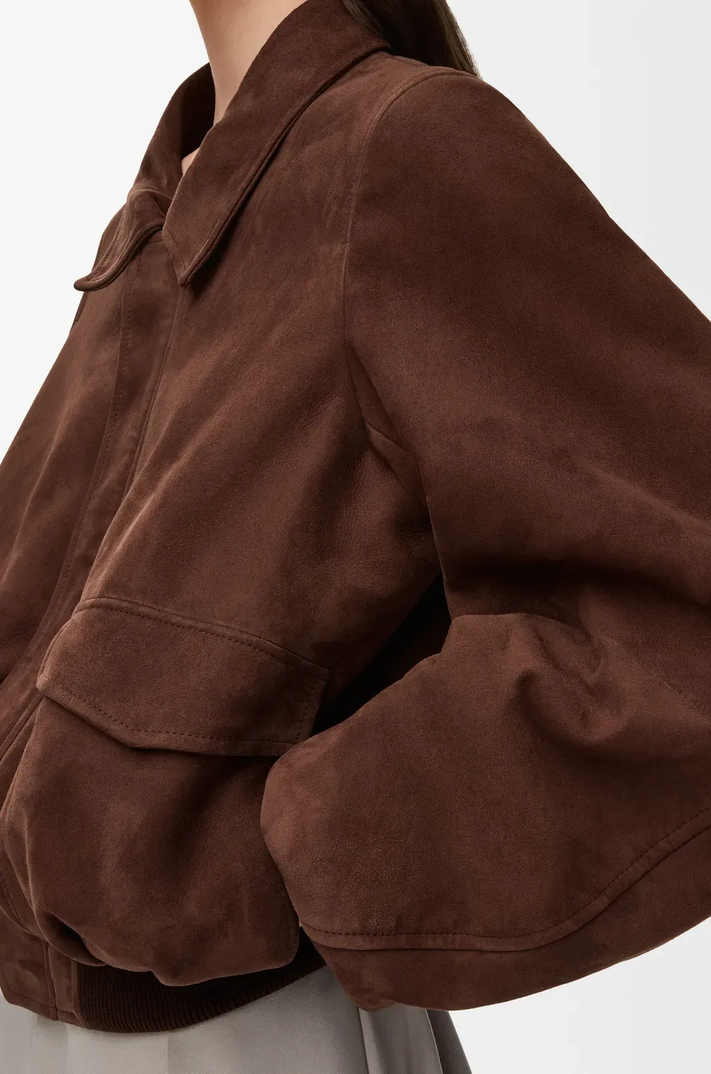 Bomber Jacket In Suede Goatskin