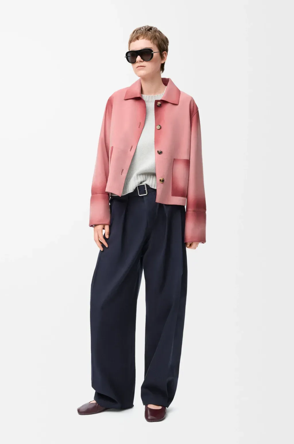 Turn-Up Jacket In Suede Lambskin