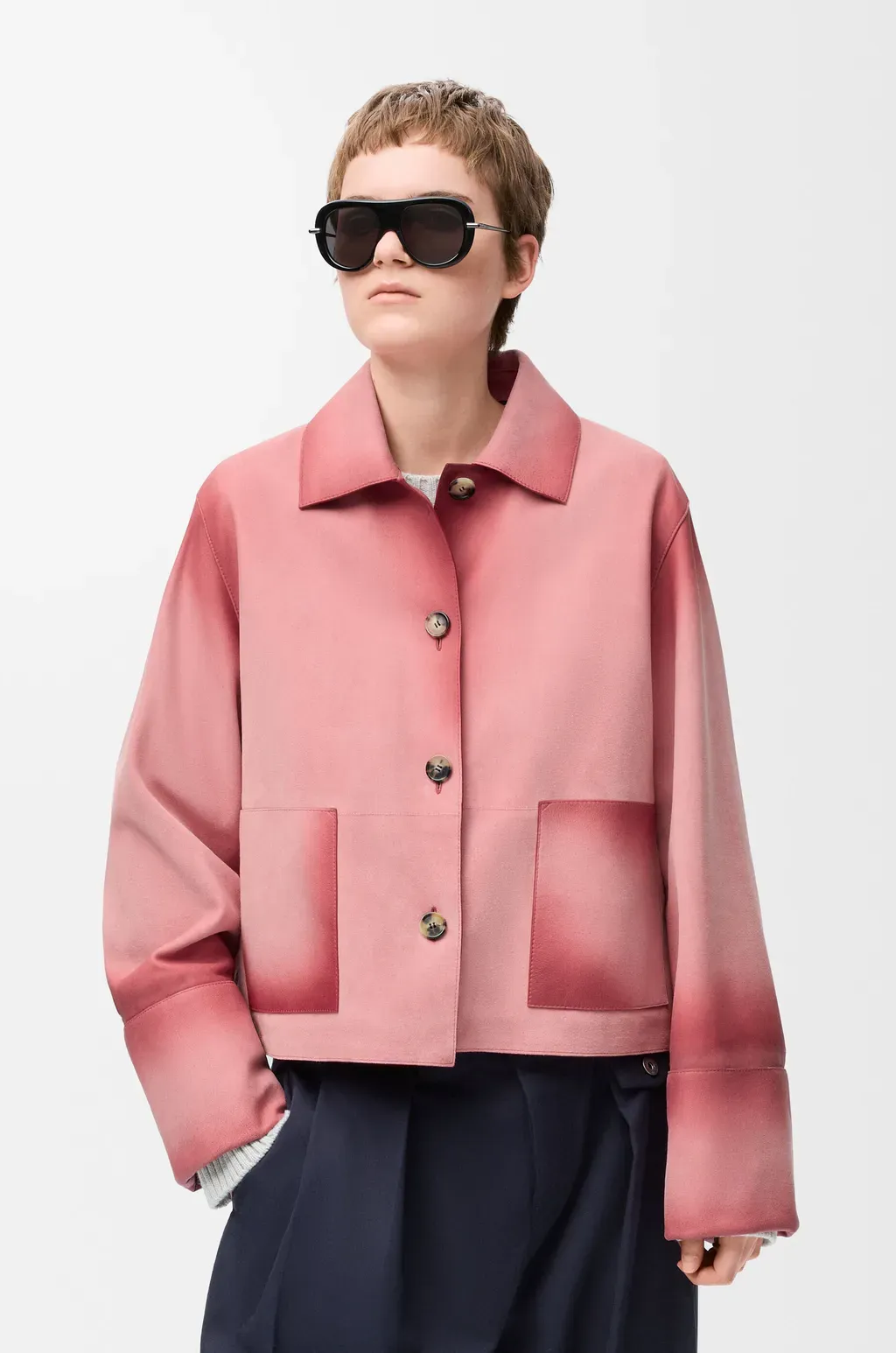 Turn-Up Jacket In Suede Lambskin