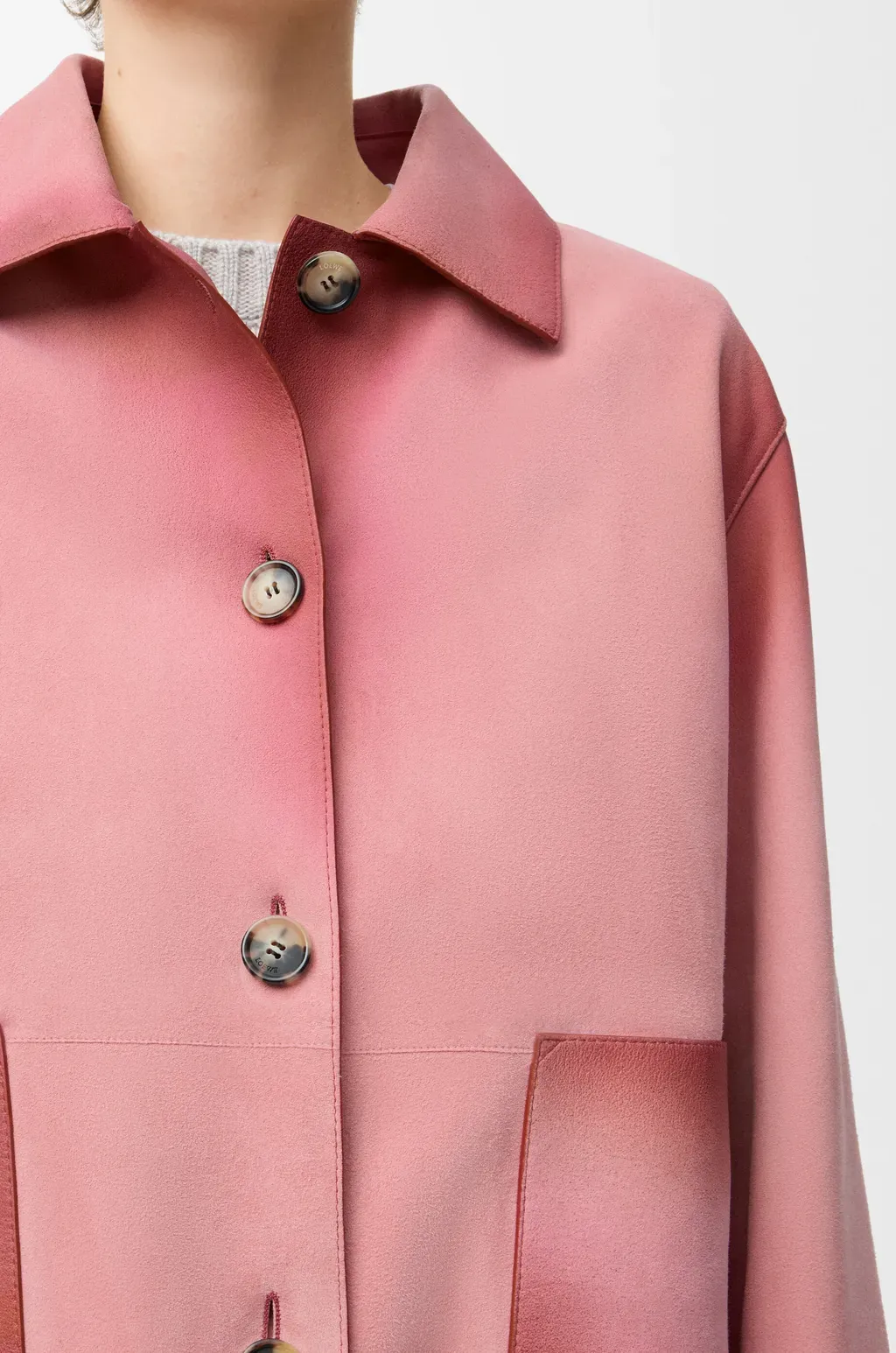 Turn-Up Jacket In Suede Lambskin