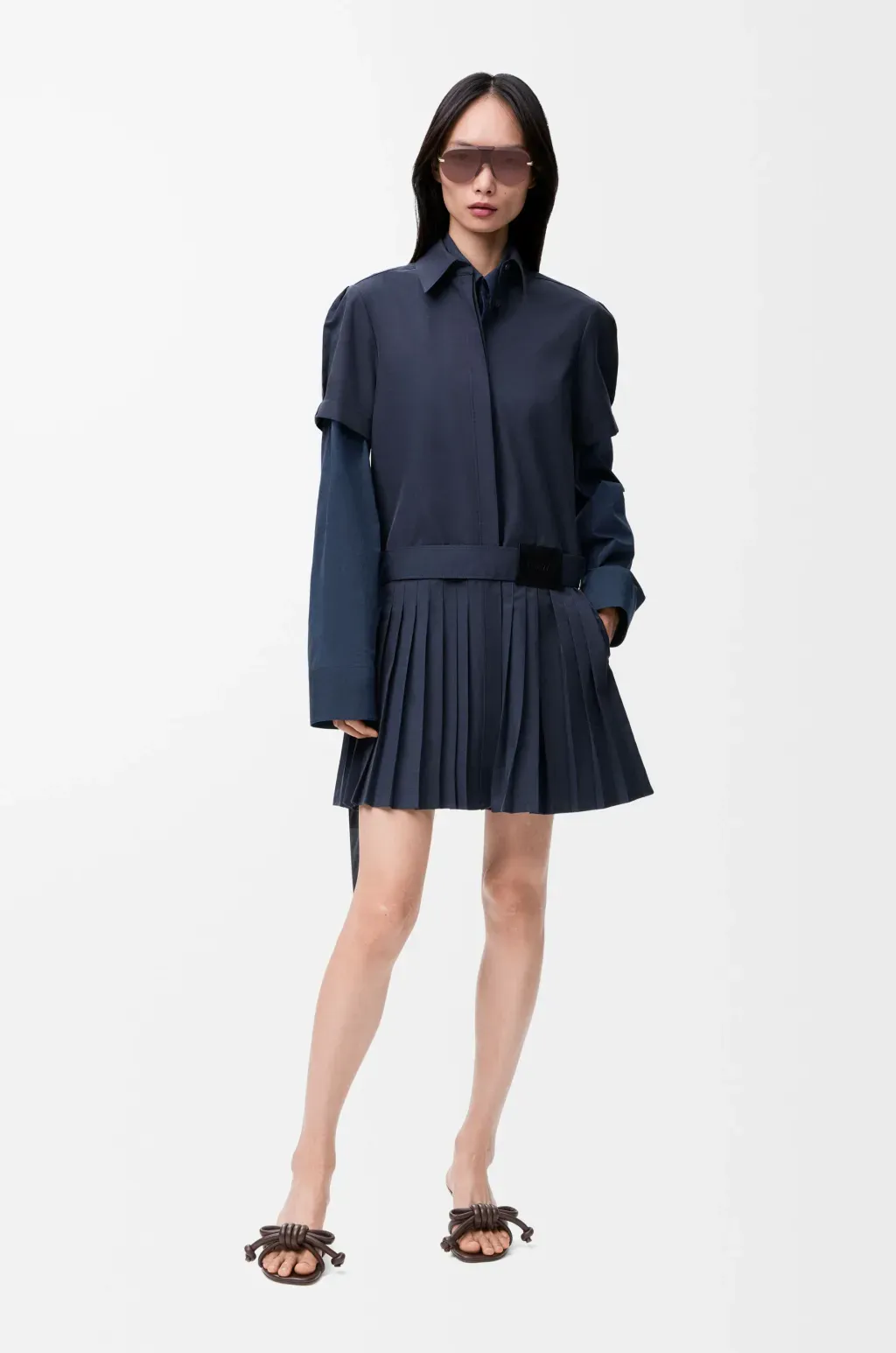 Pleated Dress In Cotton Blend