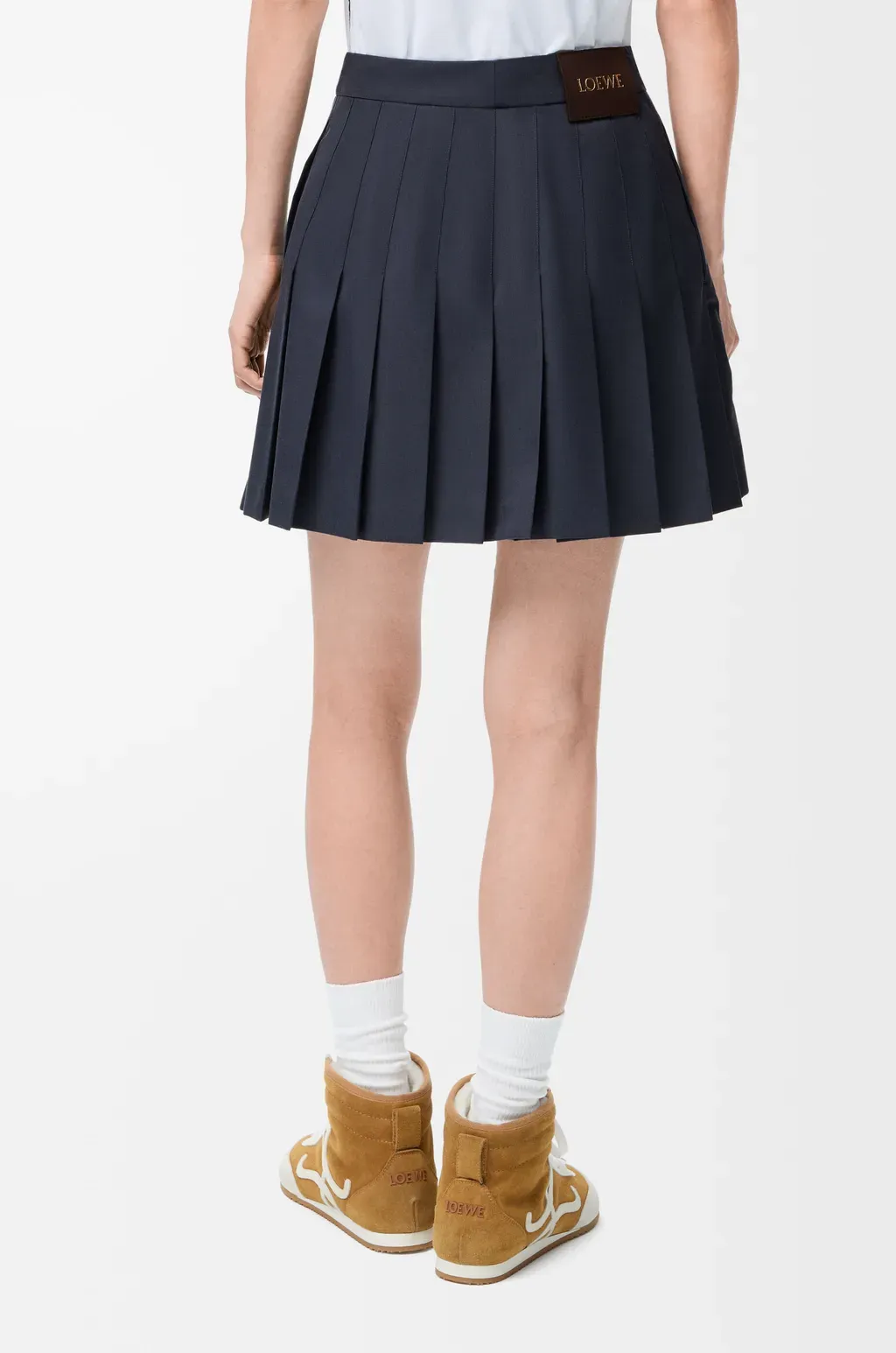 Pleated Mini Skirt In Cotton Blend
