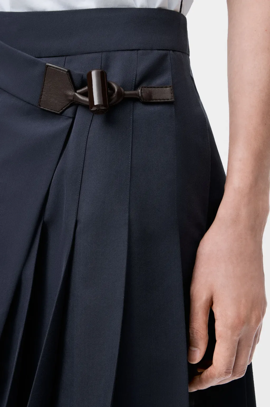 Pleated Mini Skirt In Cotton Blend