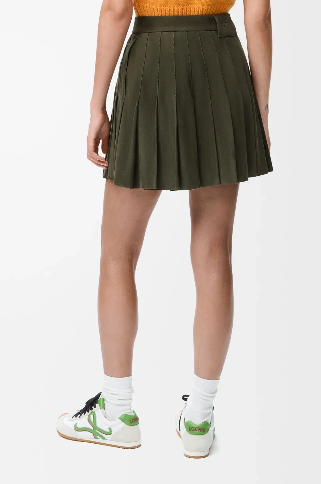 Pleated Mini Skirt In Suede Lambskin