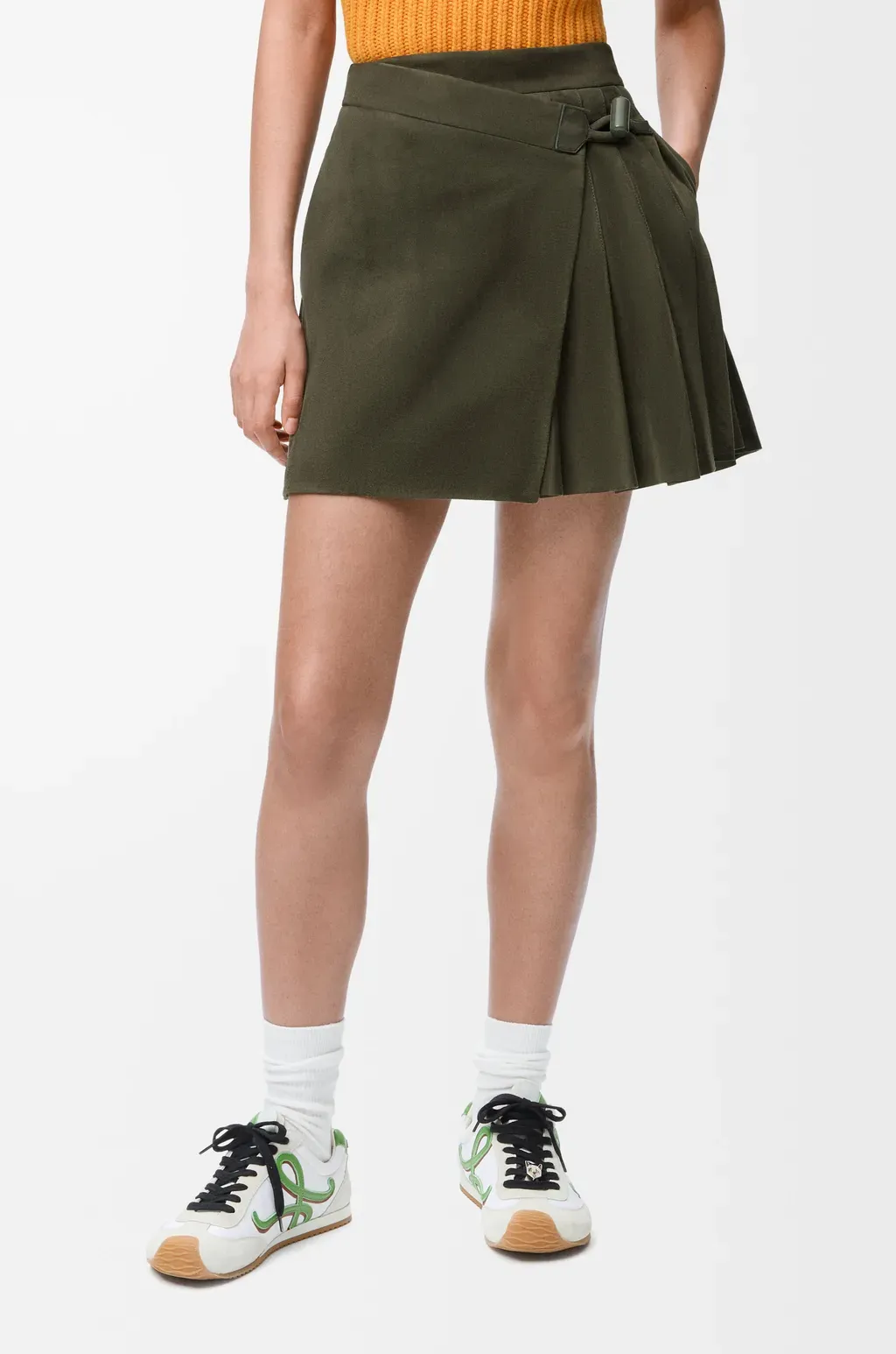 Pleated Mini Skirt In Suede Lambskin