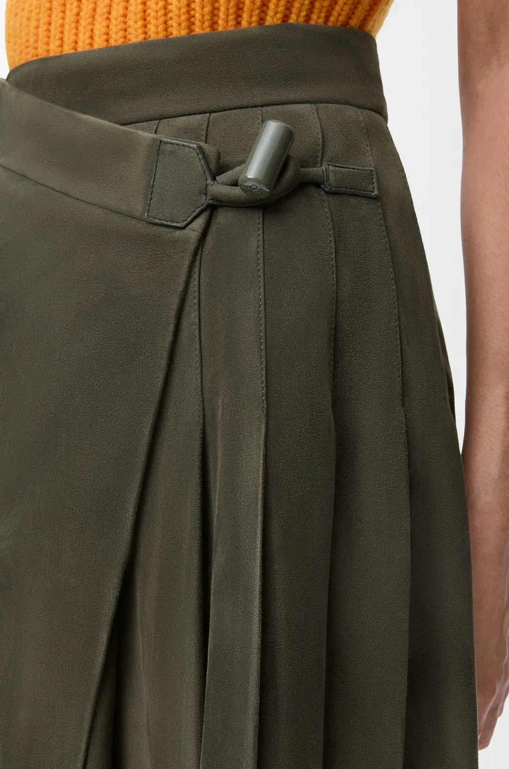 Pleated Mini Skirt In Suede Lambskin