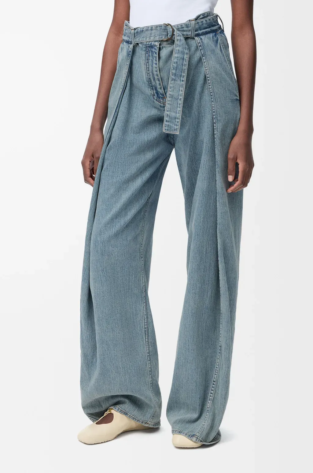 Belted Jeans In Denim