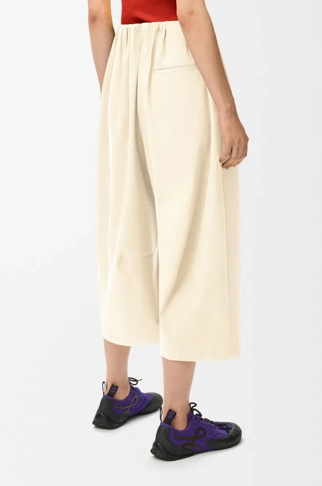 Cropped Belted Trousers In Cotton And Silk