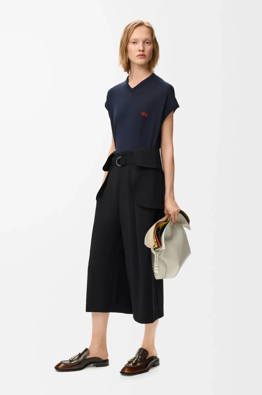 Cropped Cargo Trousers In Wool