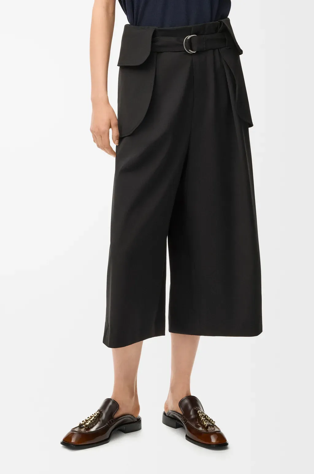 Cropped Cargo Trousers In Wool