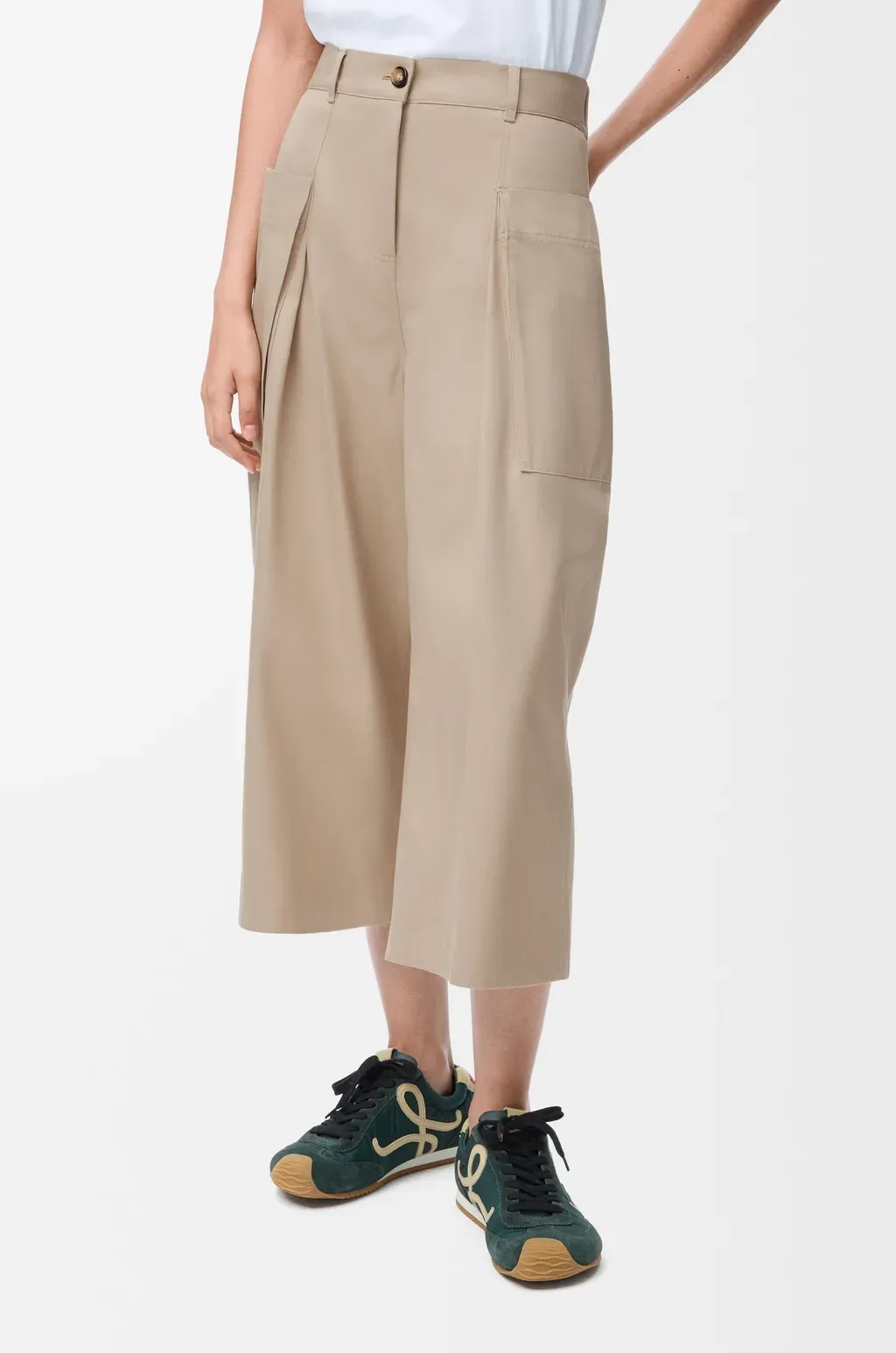 Cropped Trousers In Cotton And Silk