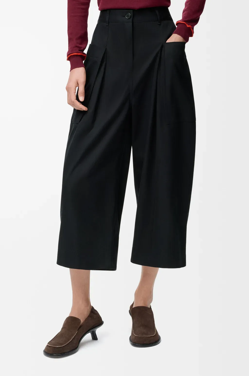 Cropped Trousers In Cotton And Silk