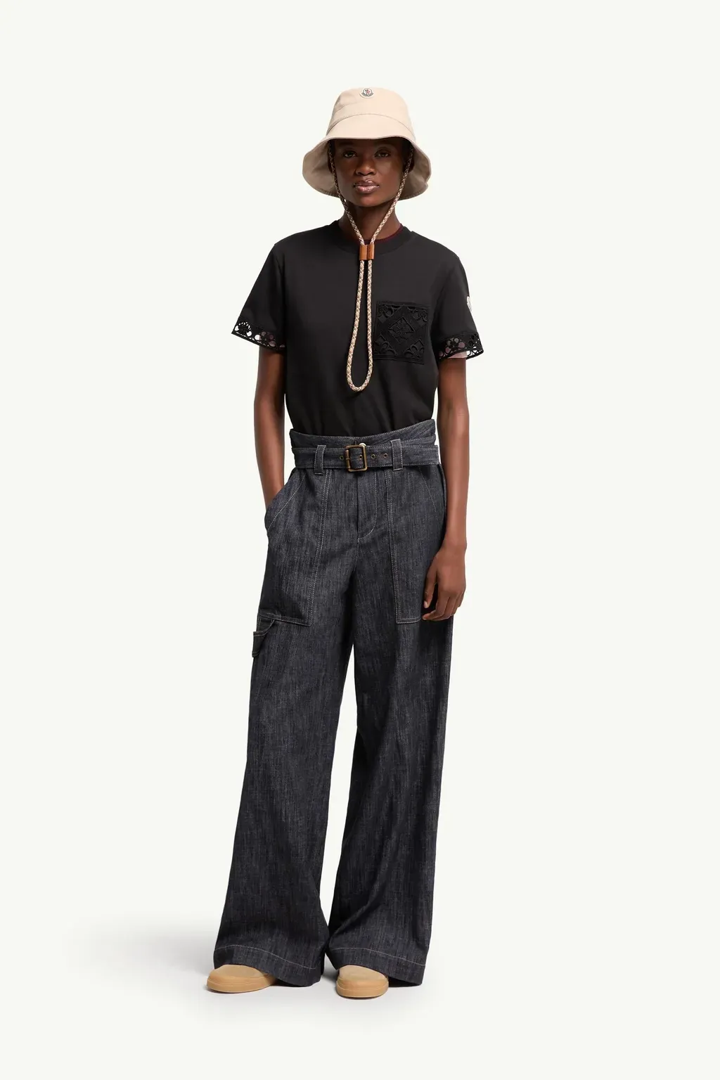Macramé-Trimmed Cotton T-Shirt