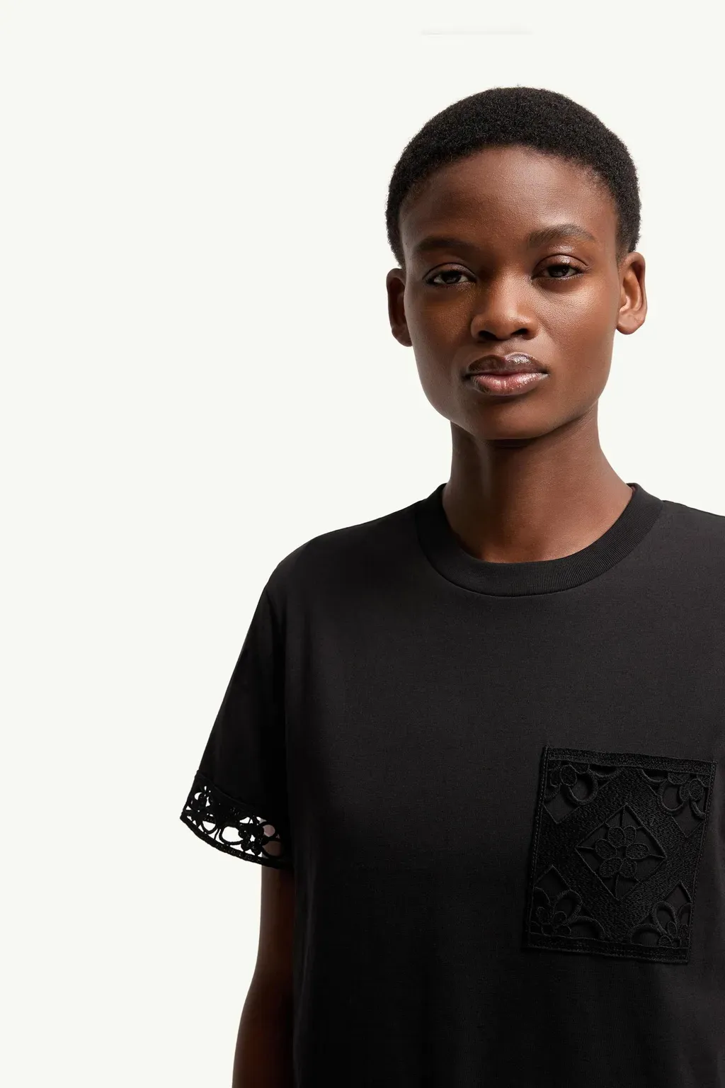 Macramé-Trimmed Cotton T-Shirt