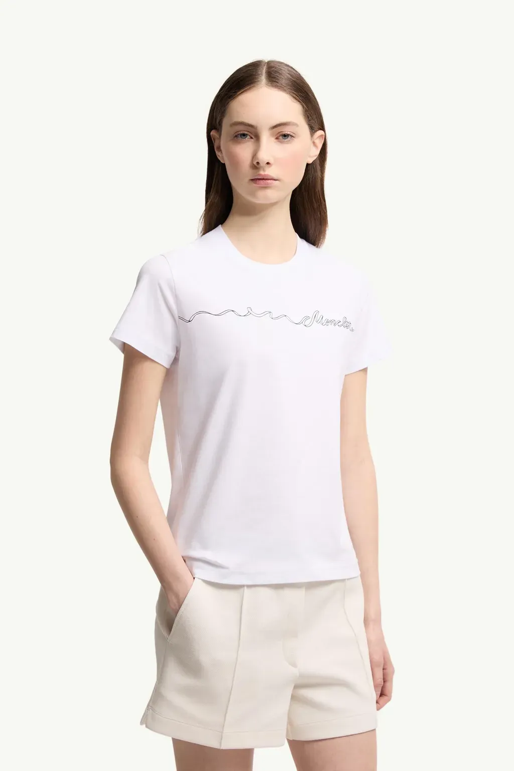 Ribbon Logo Cotton T-Shirt