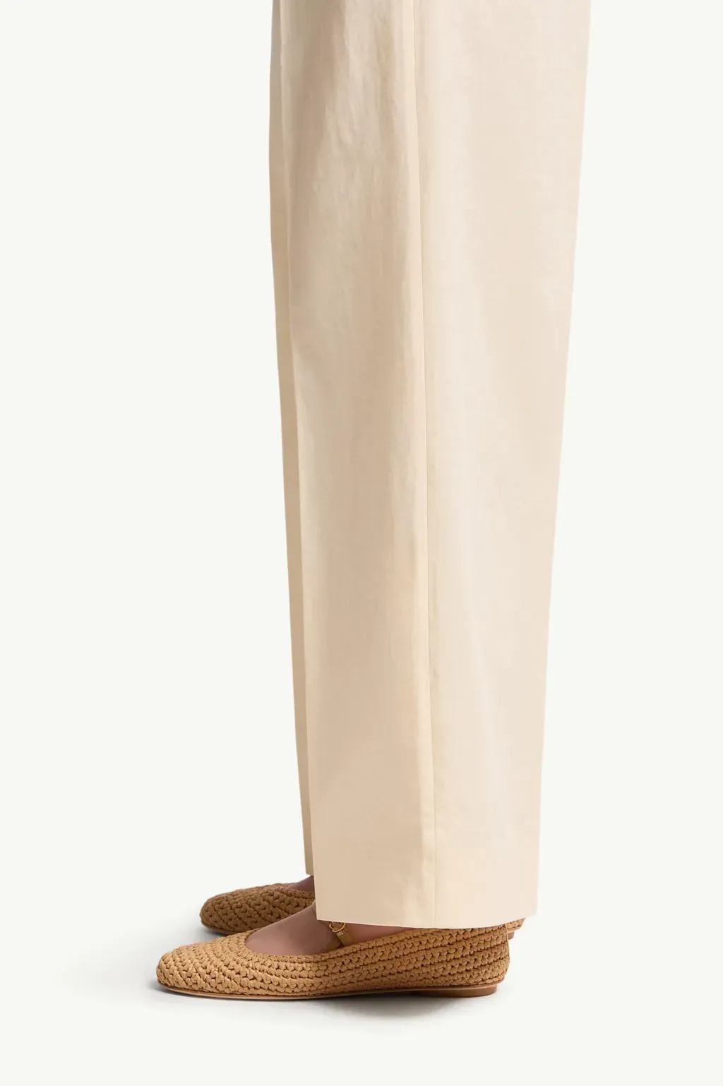 Cotton Gabardine Wide-Leg Tailored Trousers
