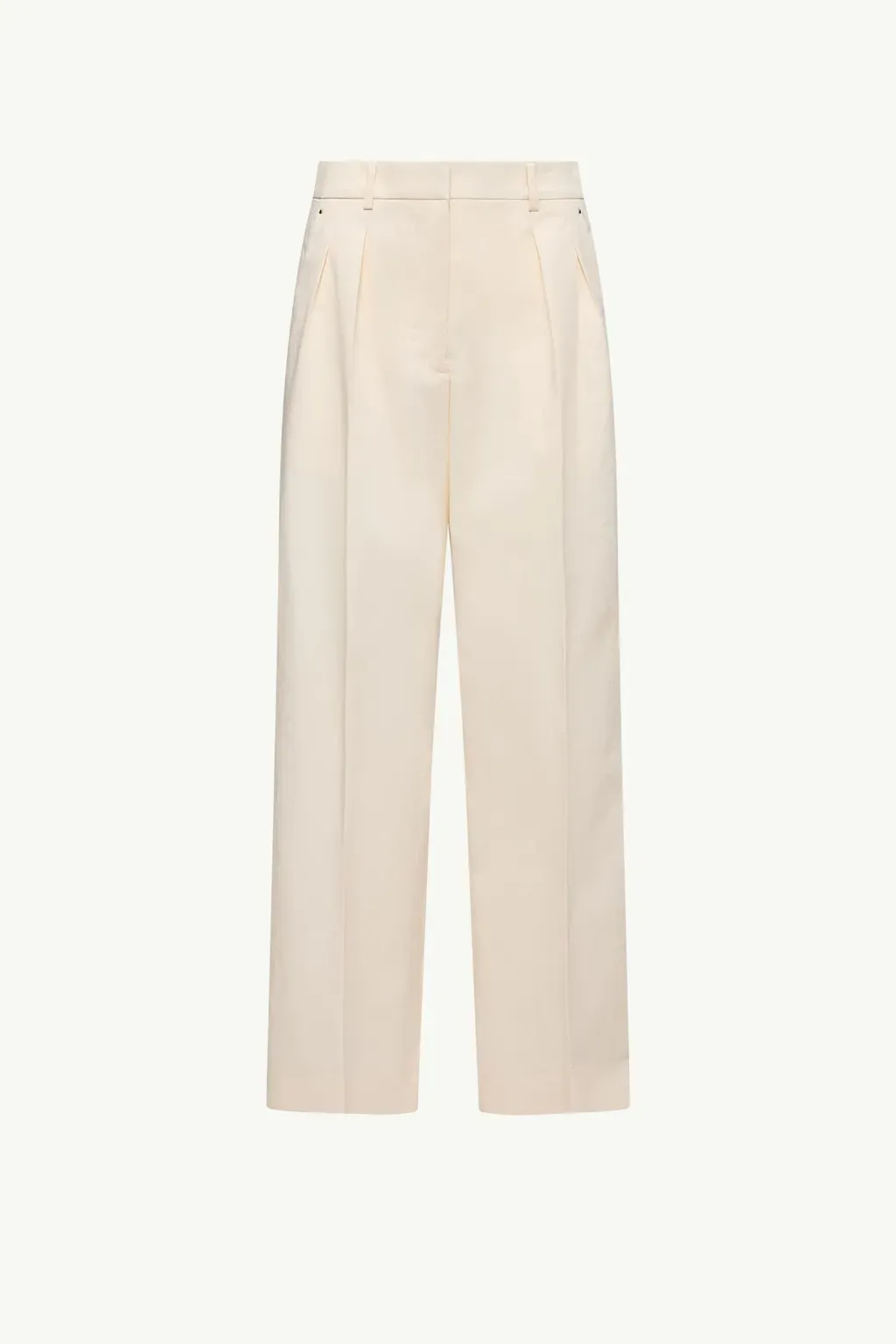 Cotton Gabardine Wide-Leg Tailored Trousers
