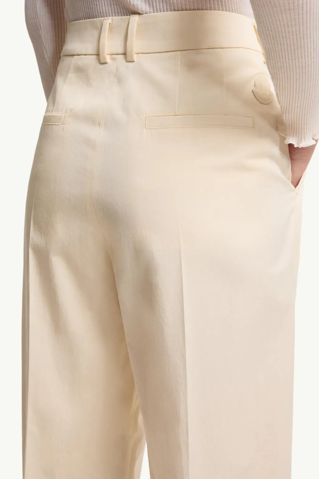 Cotton Gabardine Wide-Leg Tailored Trousers