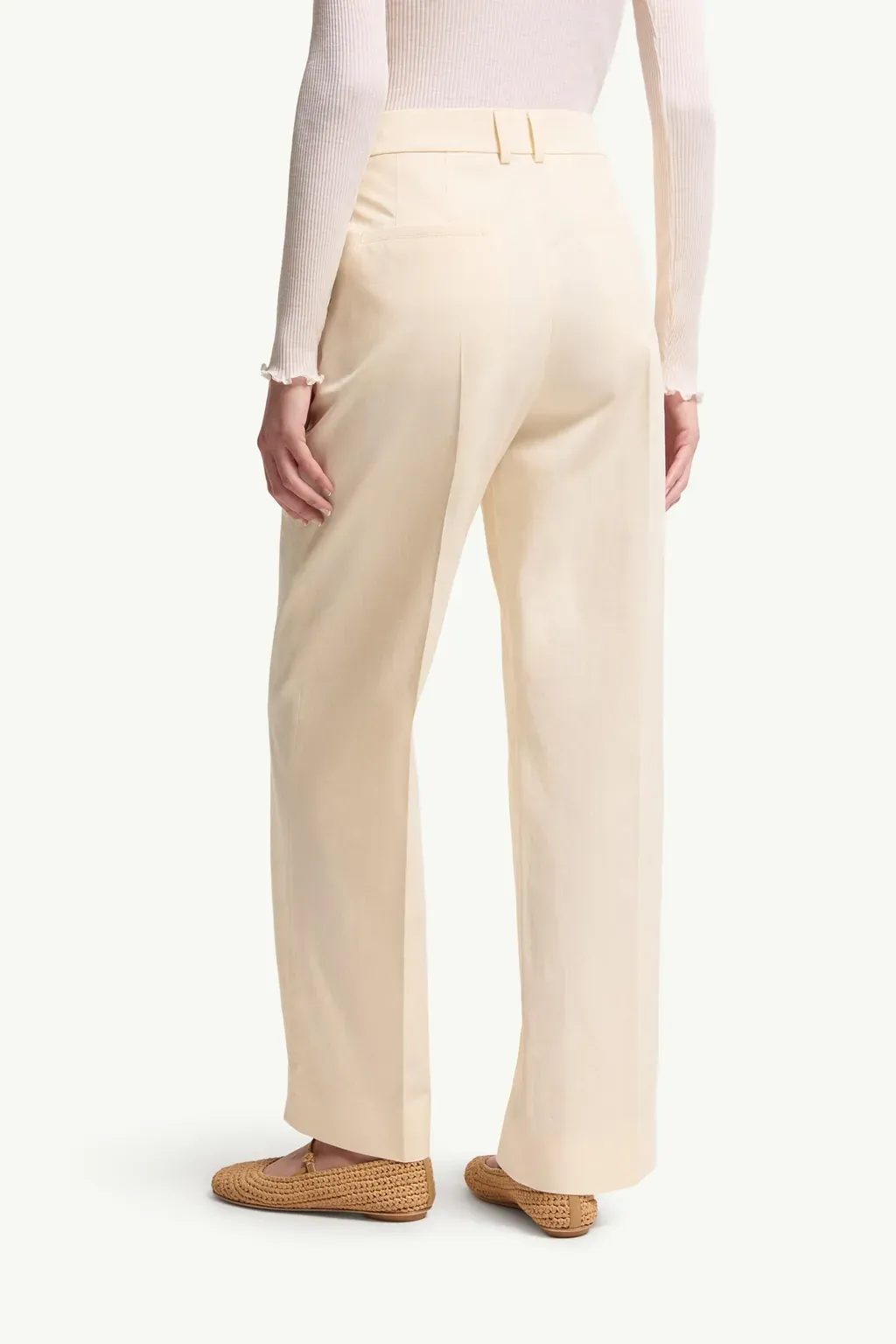 Cotton Gabardine Wide-Leg Tailored Trousers