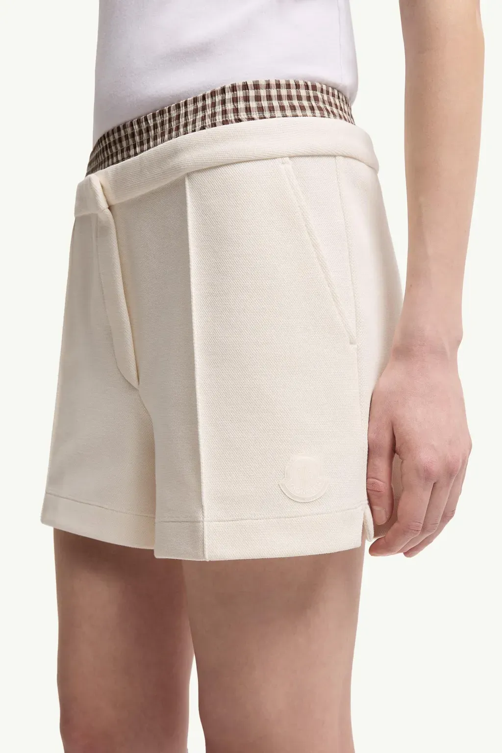 Layered-Effect Vichy Cotton Blend Shorts