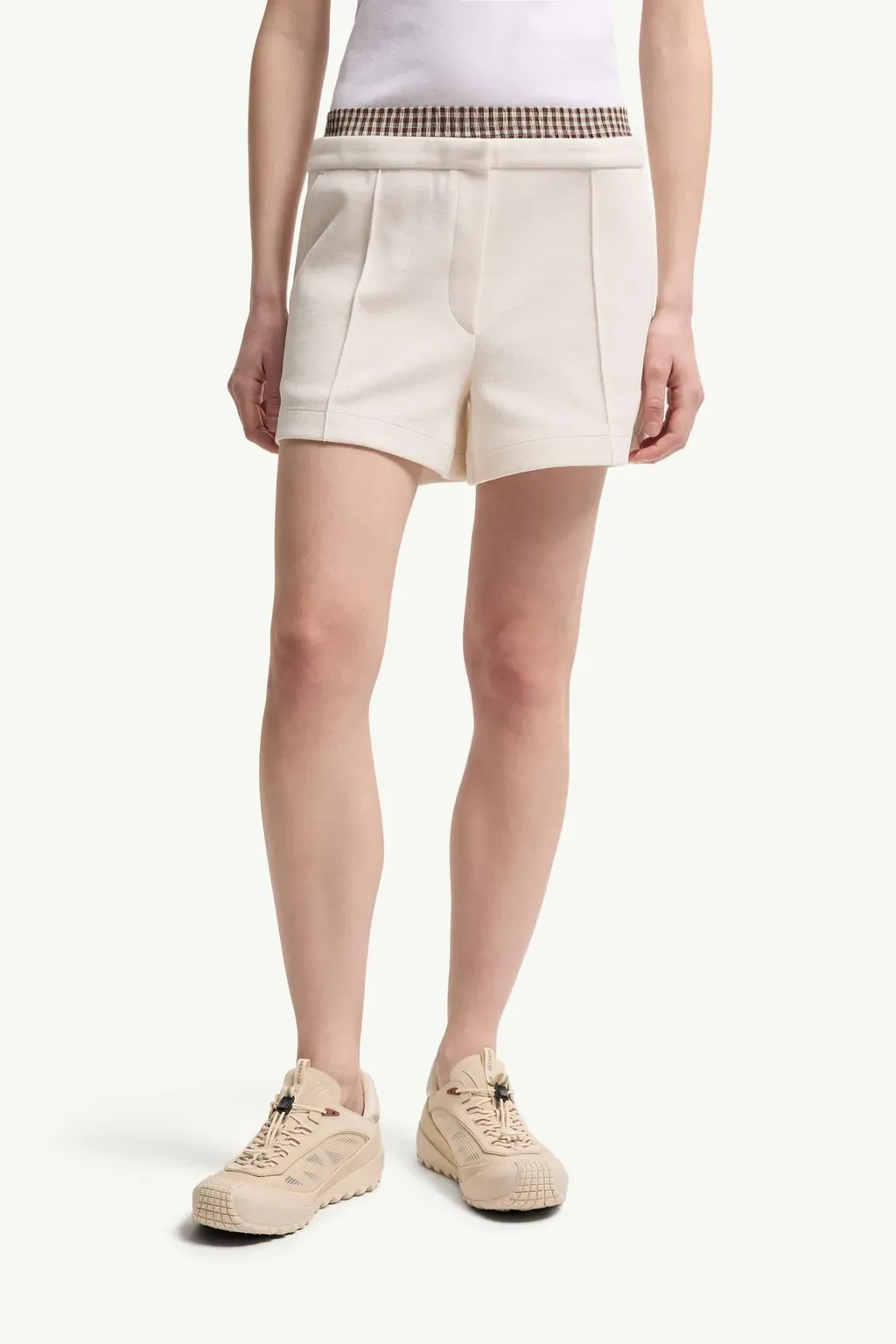 Layered-Effect Vichy Cotton Blend Shorts